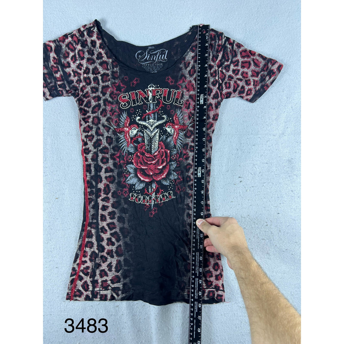 Sinful by Affliction Leopard Print T-Shirt Womens - S