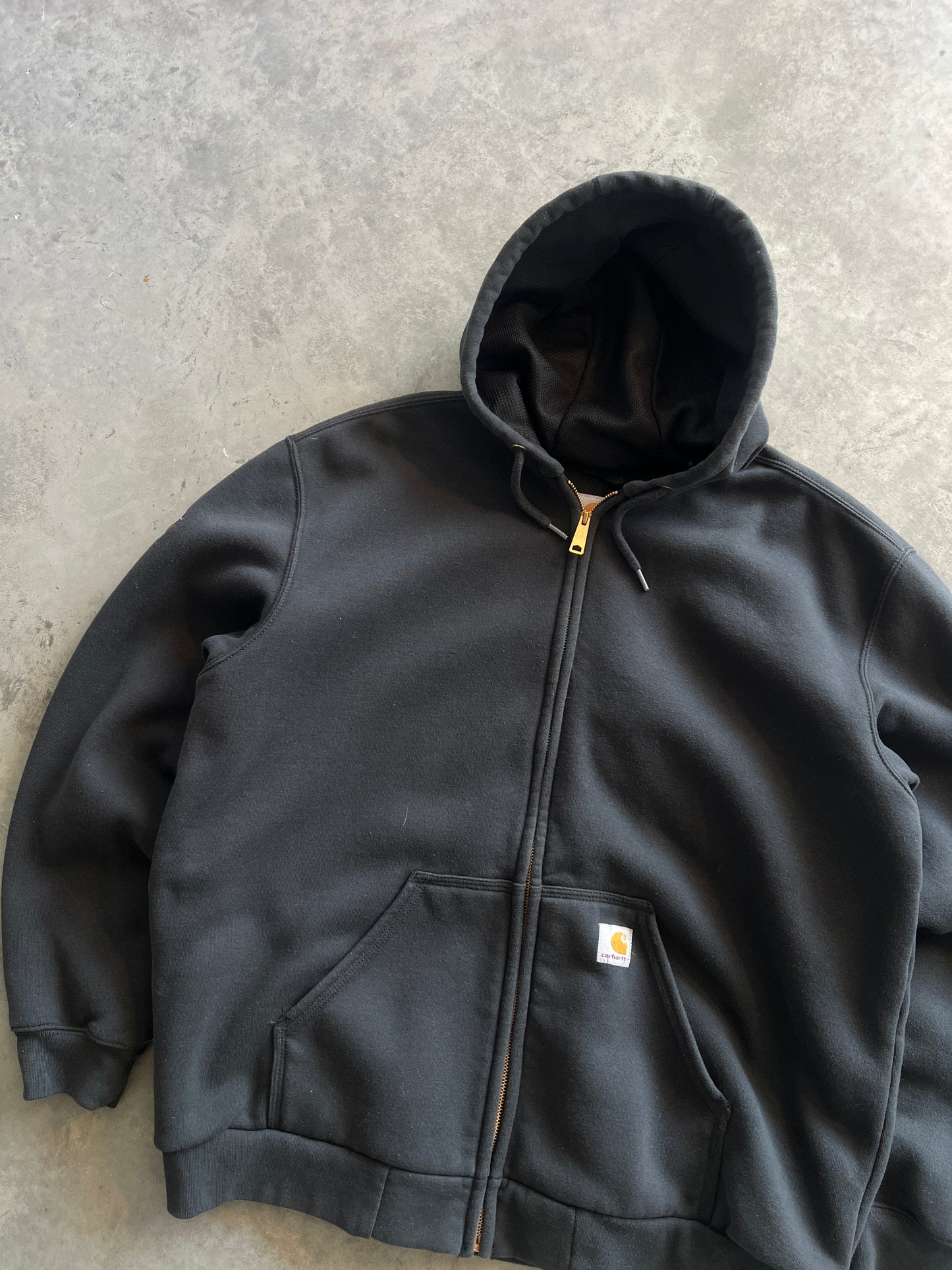 Vintage Black Carhartt Zip Up Hoodie - L