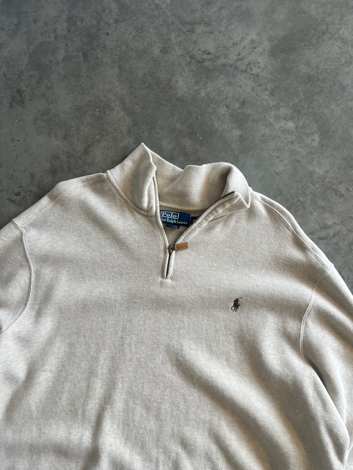 Vintage Cream Polo Quarter Zip - XXL