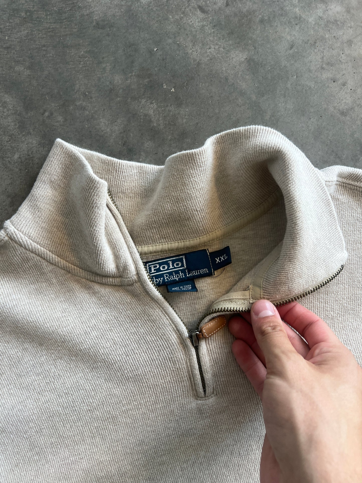 Vintage Cream Polo Quarter Zip - XXL