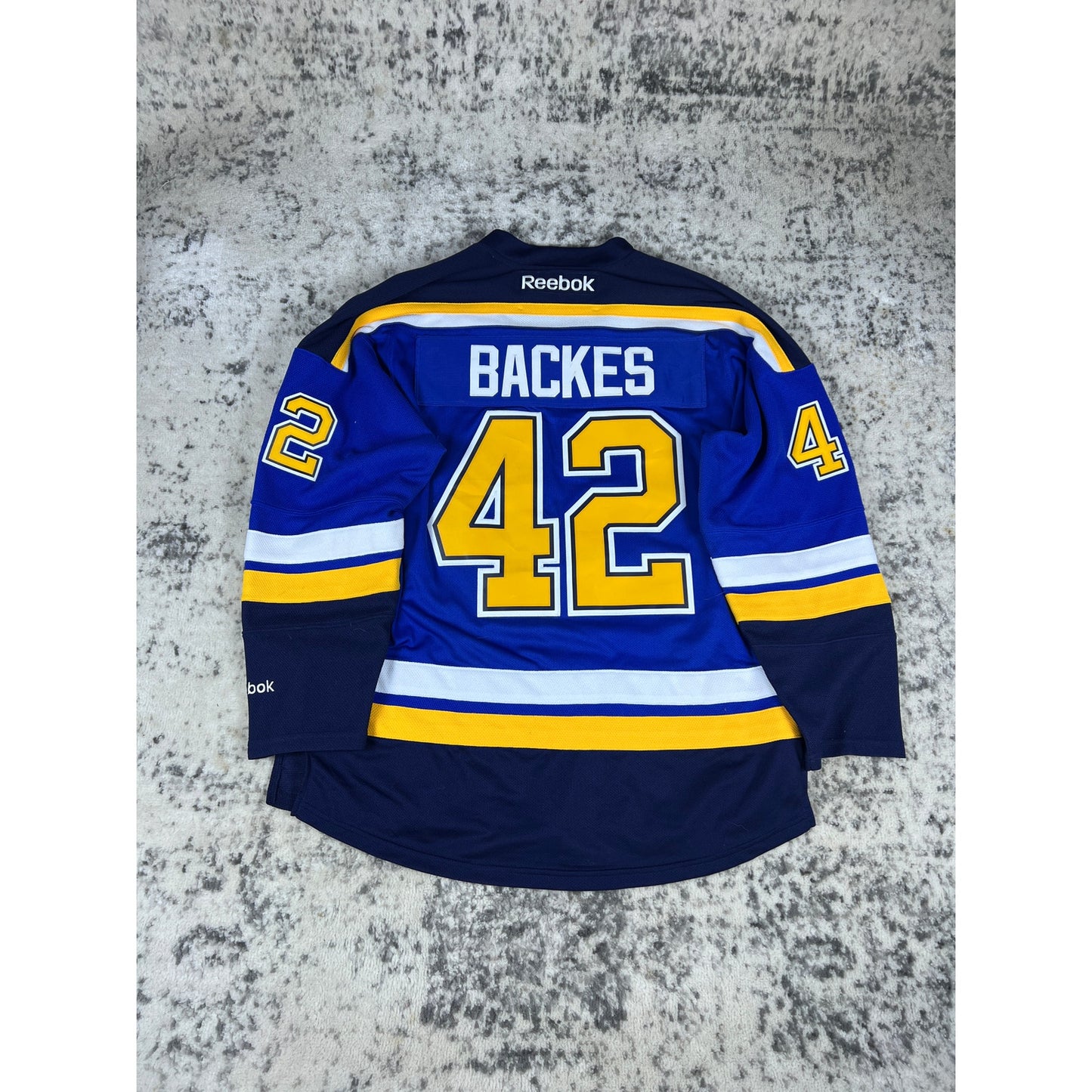 DAVID BACKES REEBOK PREMIER ST. LOUIS BLUES NHL Hockey Jersey Size L 2000's