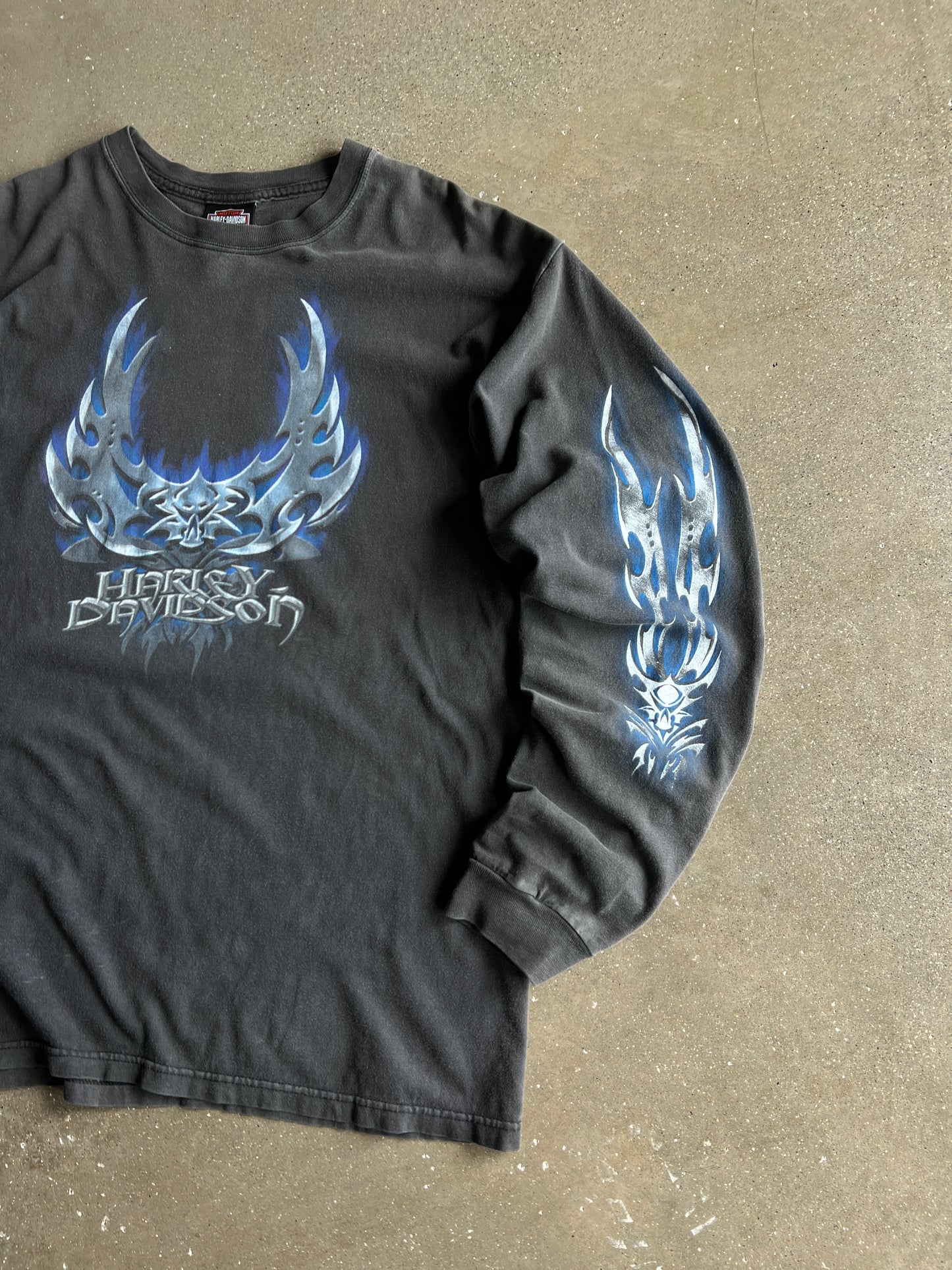 Vintage Faded Black Lighting Harley Shirt - L