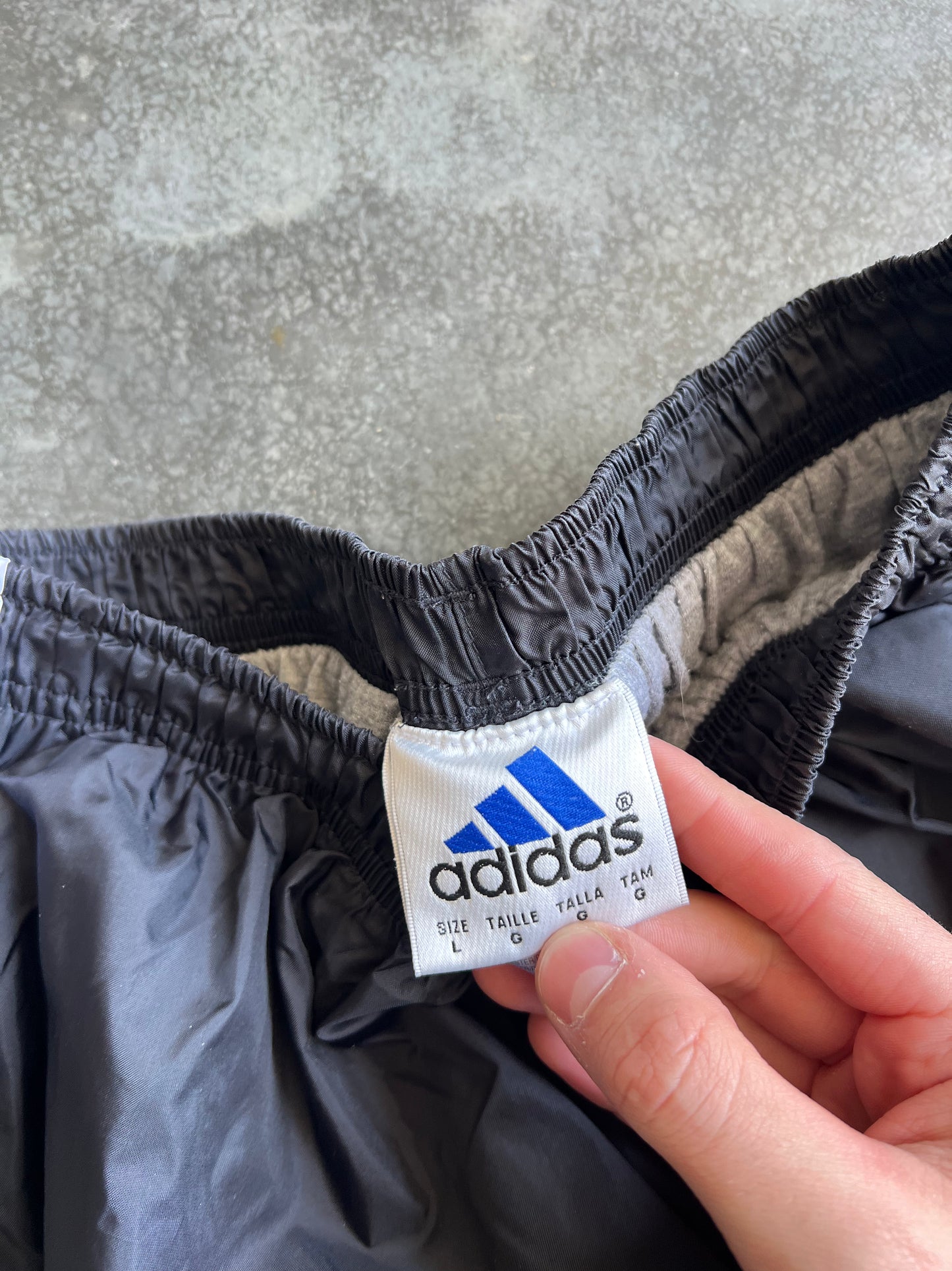 Vintage Black Adidas Stripped Track Pants - L