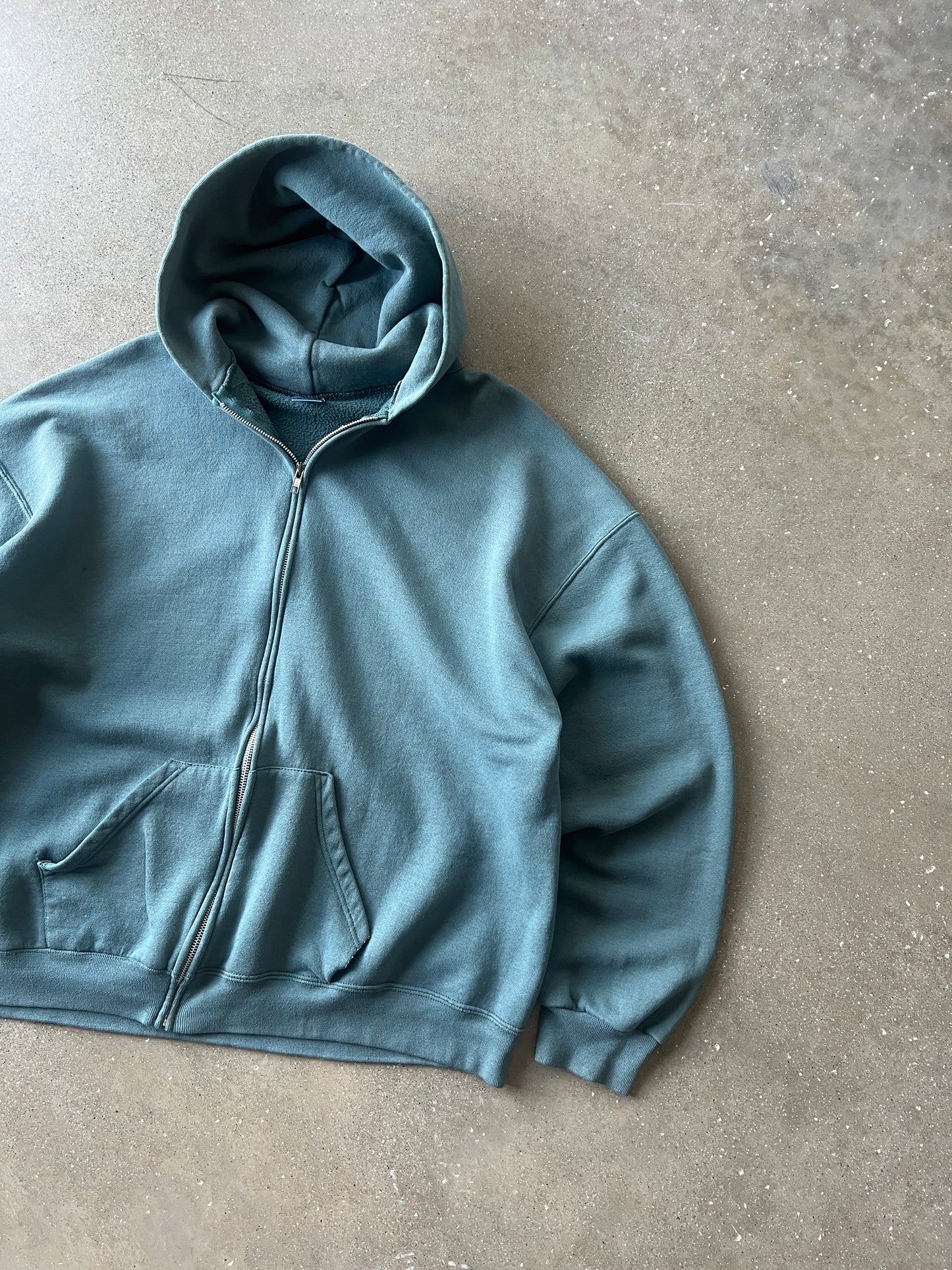 Vintage Faded Green Russel Athletic Zip Hoodie - XL