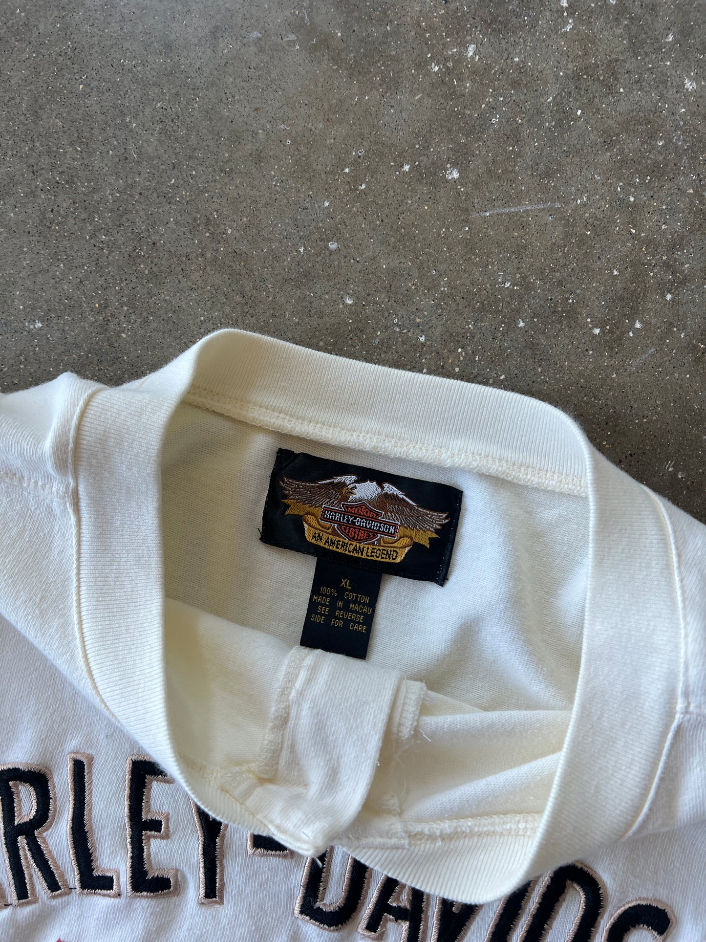Vintage Cream Harley Davidson Long Sleeve Shirt - XL
