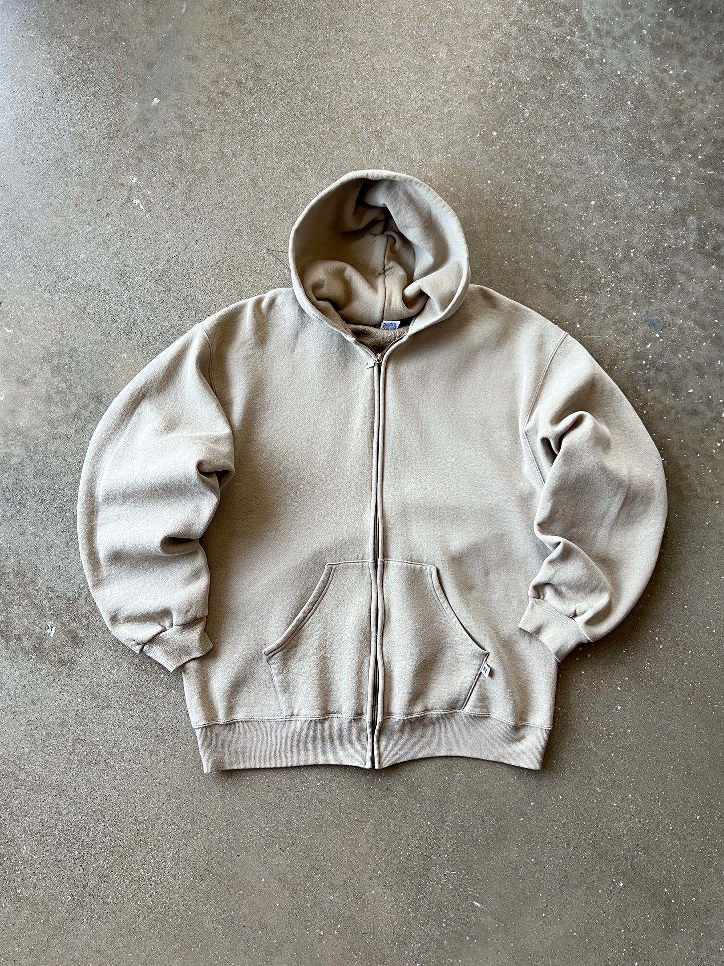 Vintage Dust Tan Russell Athletic Zip Hoodie - XL