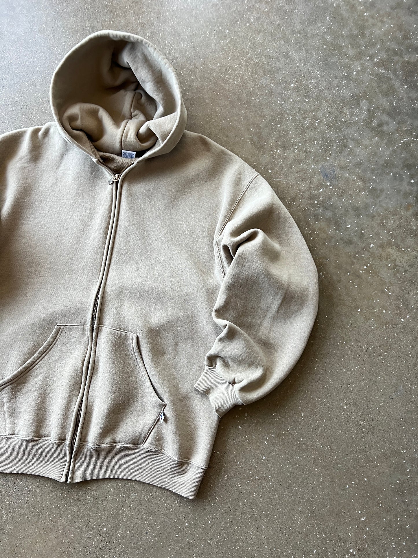 Vintage Dust Tan Russell Athletic Zip Hoodie - XL