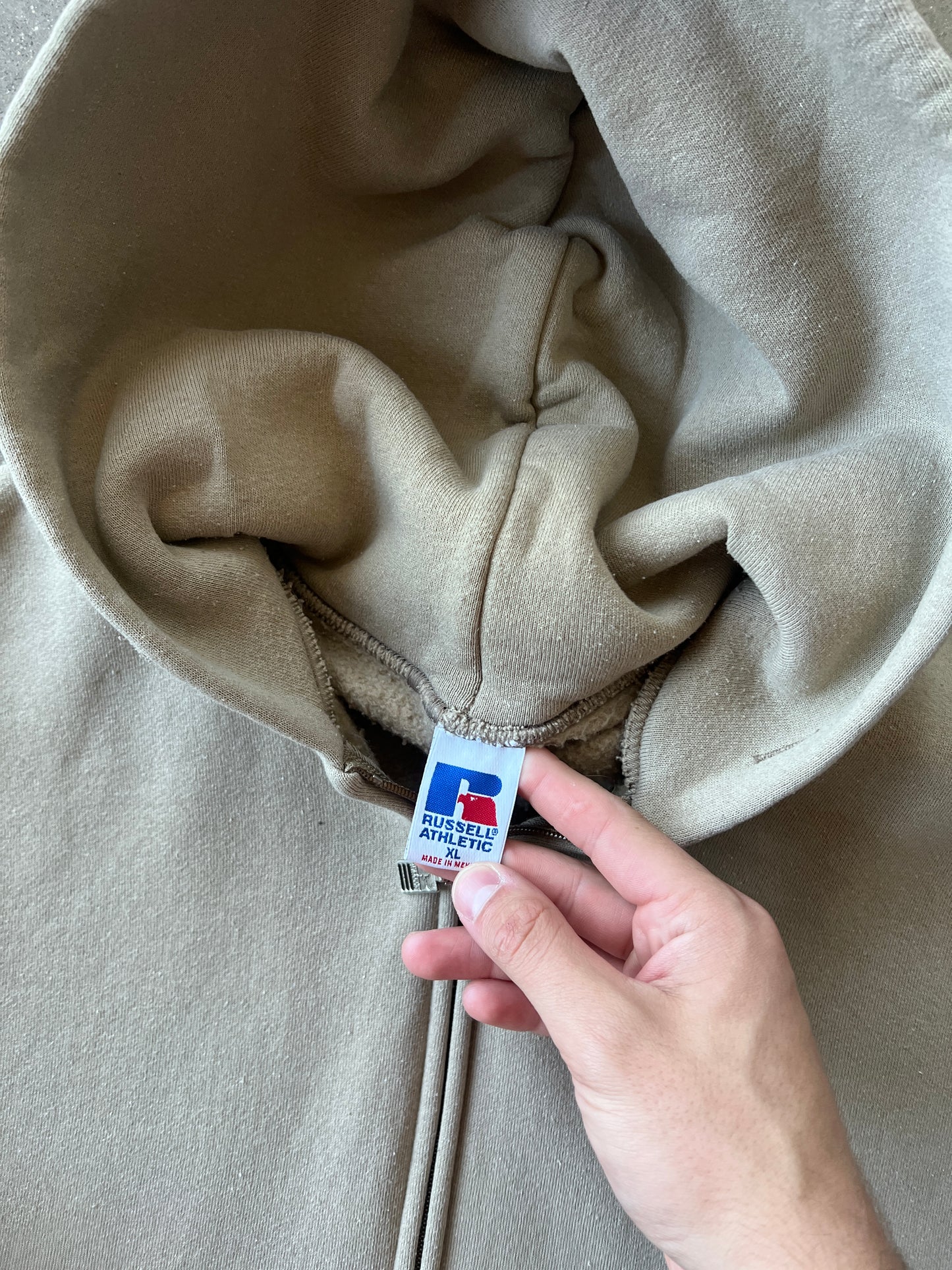 Vintage Dust Tan Russell Athletic Zip Hoodie - XL