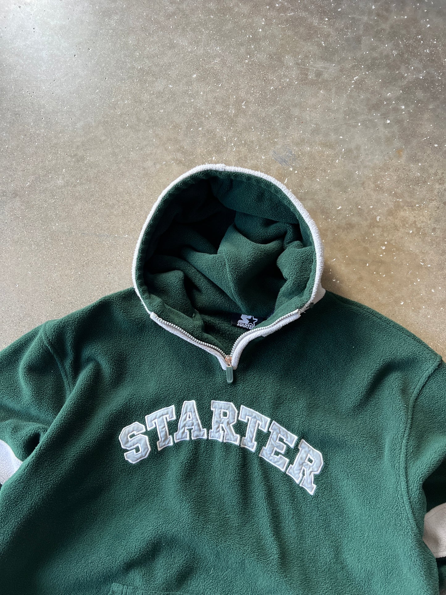 Vintage Green Starter Fleece Hoodie - L