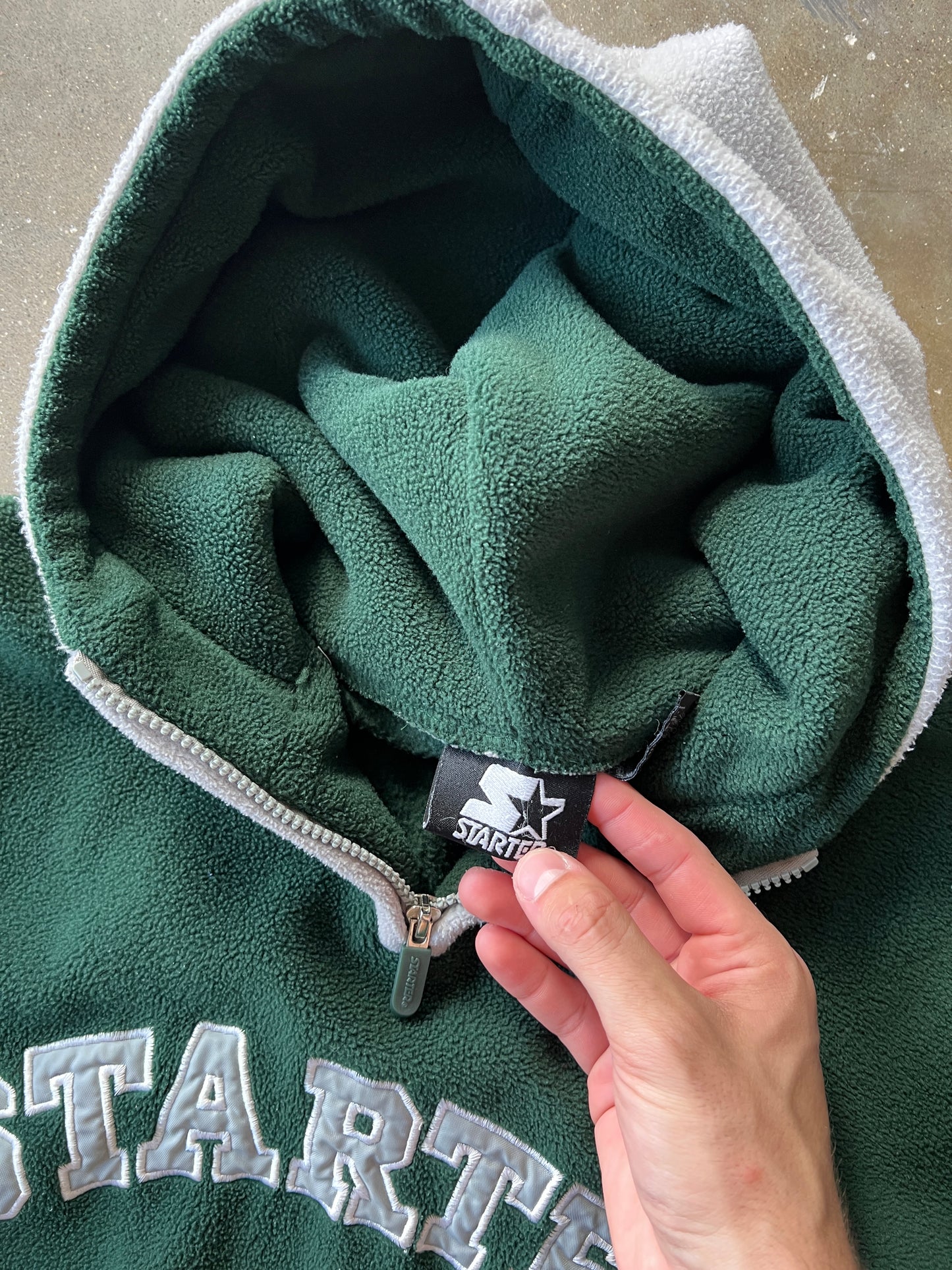 Vintage Green Starter Fleece Hoodie - L