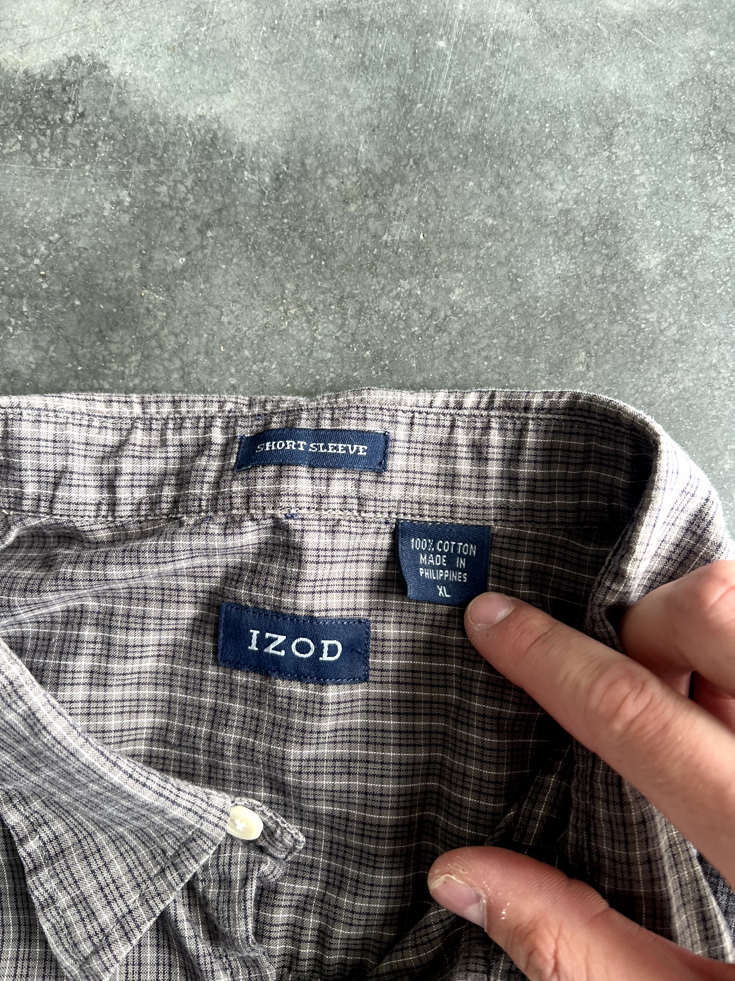 Vintage Grey Striped Button Up Tee - XL