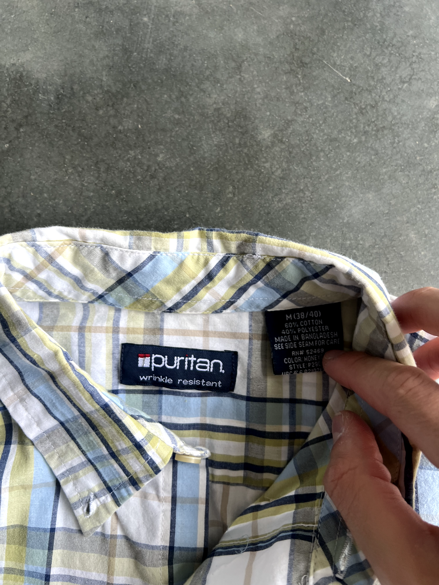 Vintage White Striped Button Up Tee - M