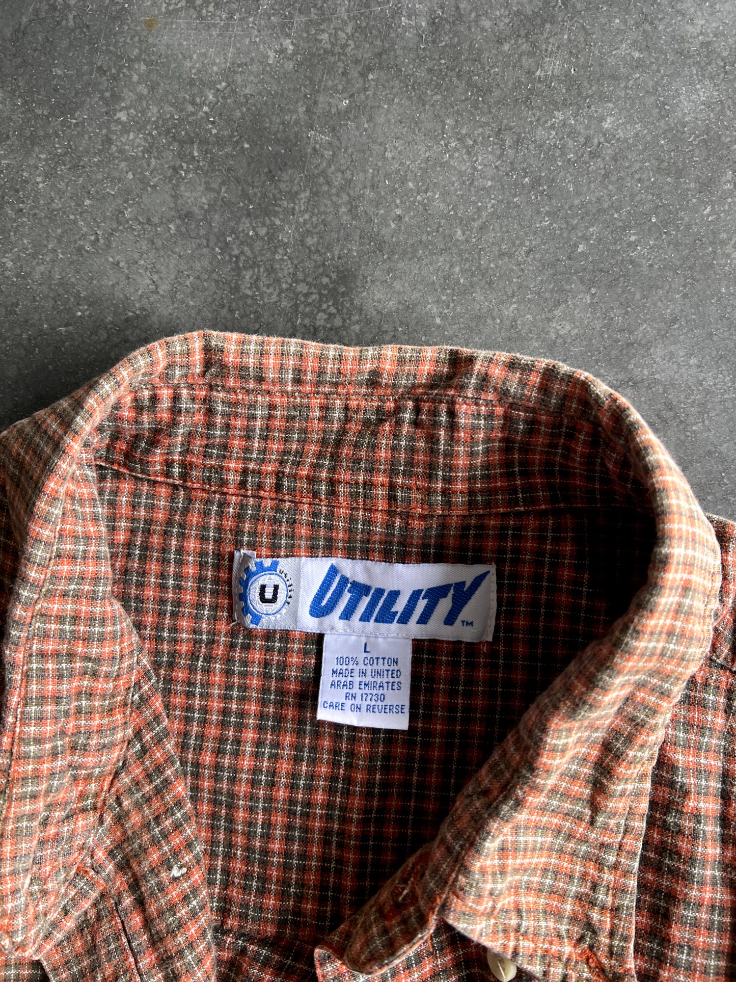 Vintage Orange Striped Button Up Tee - L