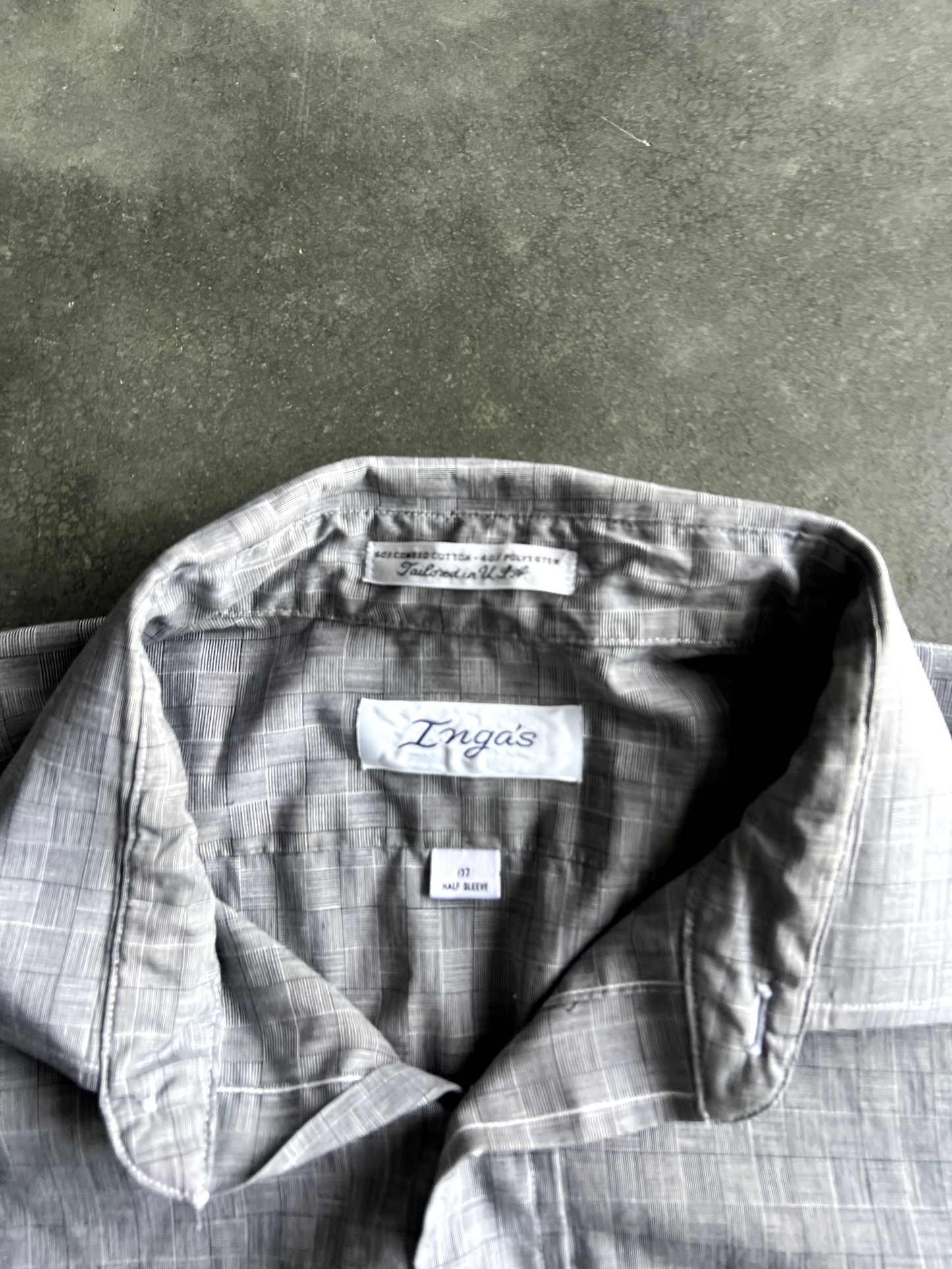 Vintage Grey Striped Button Up Tee - M