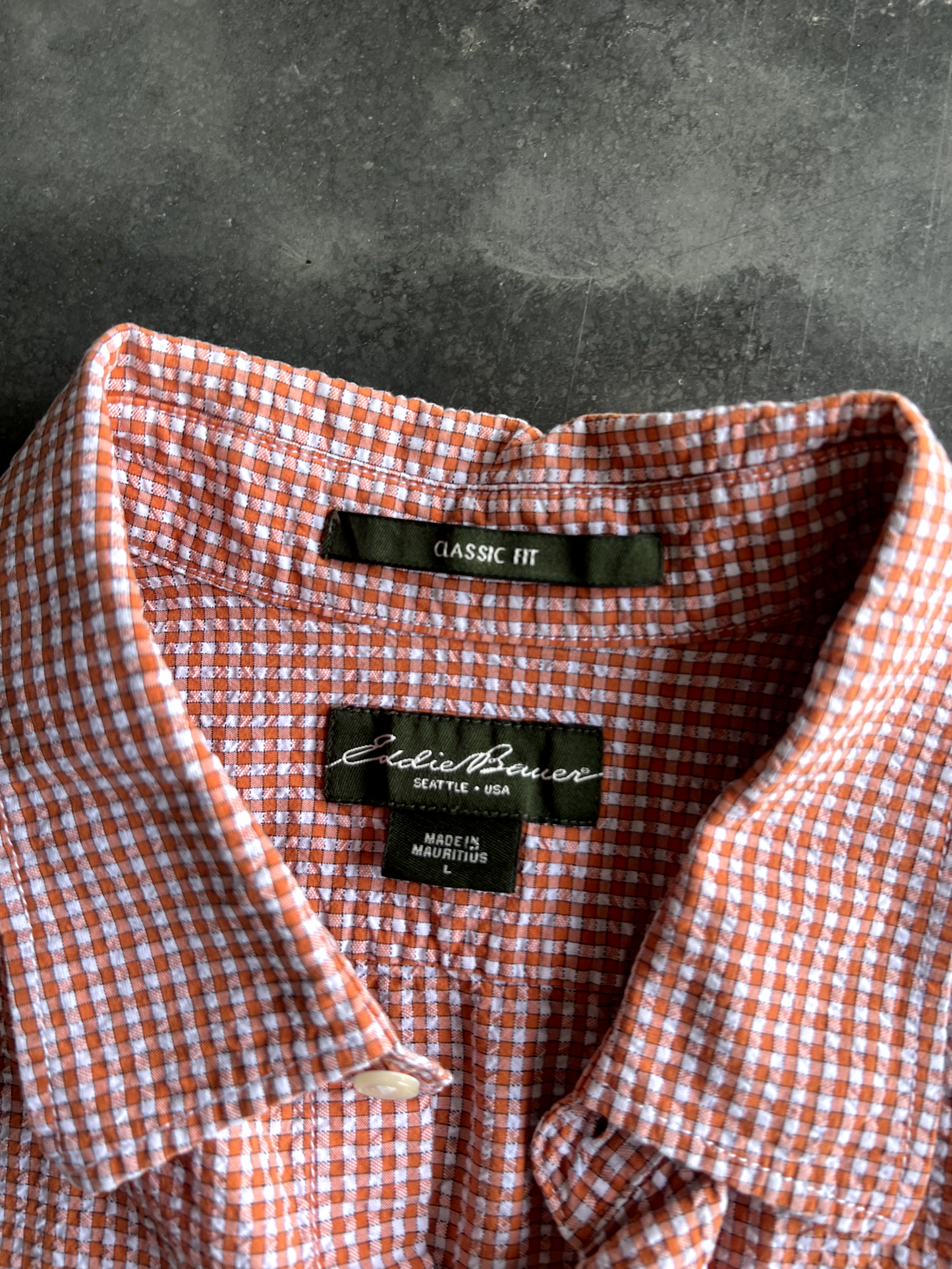 Vintage Red Striped Button Up Tee - L