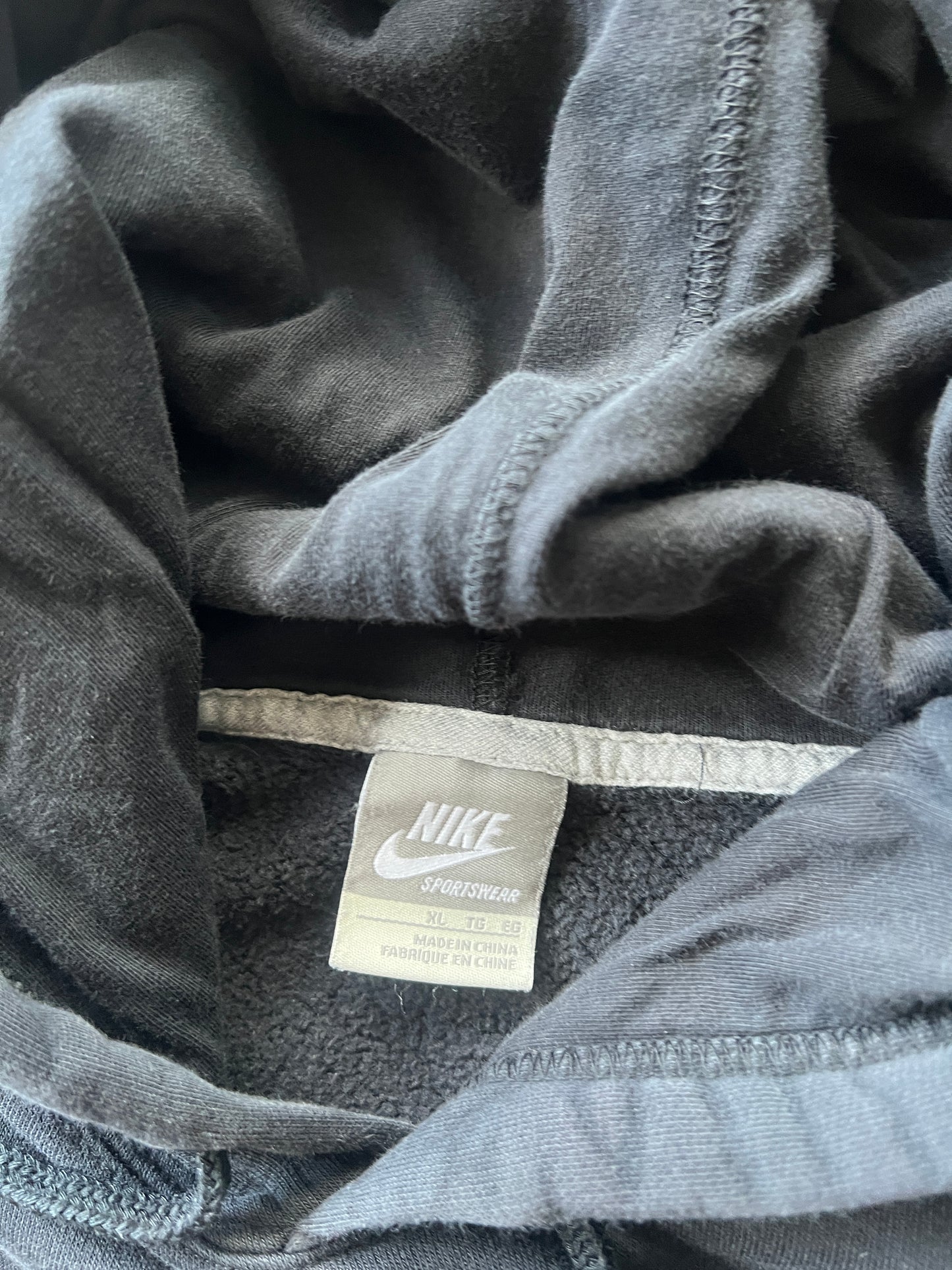 Vintage Faded Black Nike Hoodie - XL