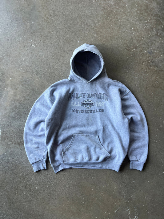 Vintage Grey Harley Davidson Hoodie - XL
