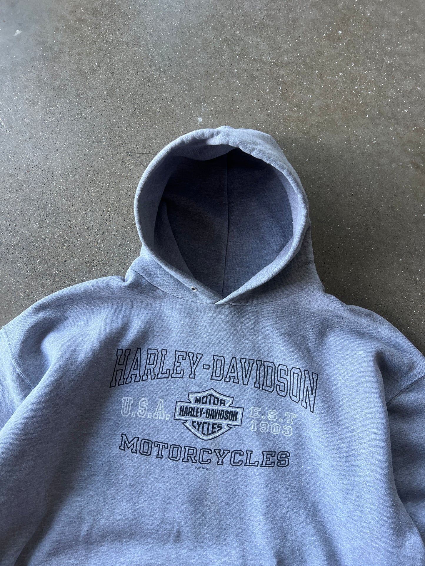 Vintage Grey Harley Davidson Hoodie - XL