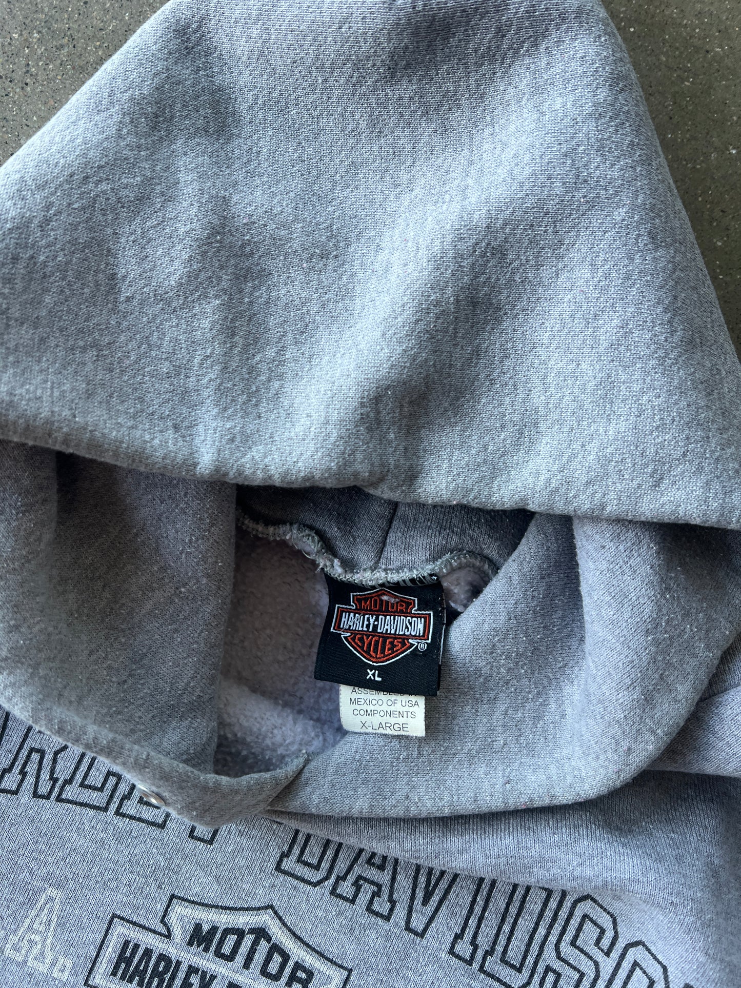 Vintage Grey Harley Davidson Hoodie - XL