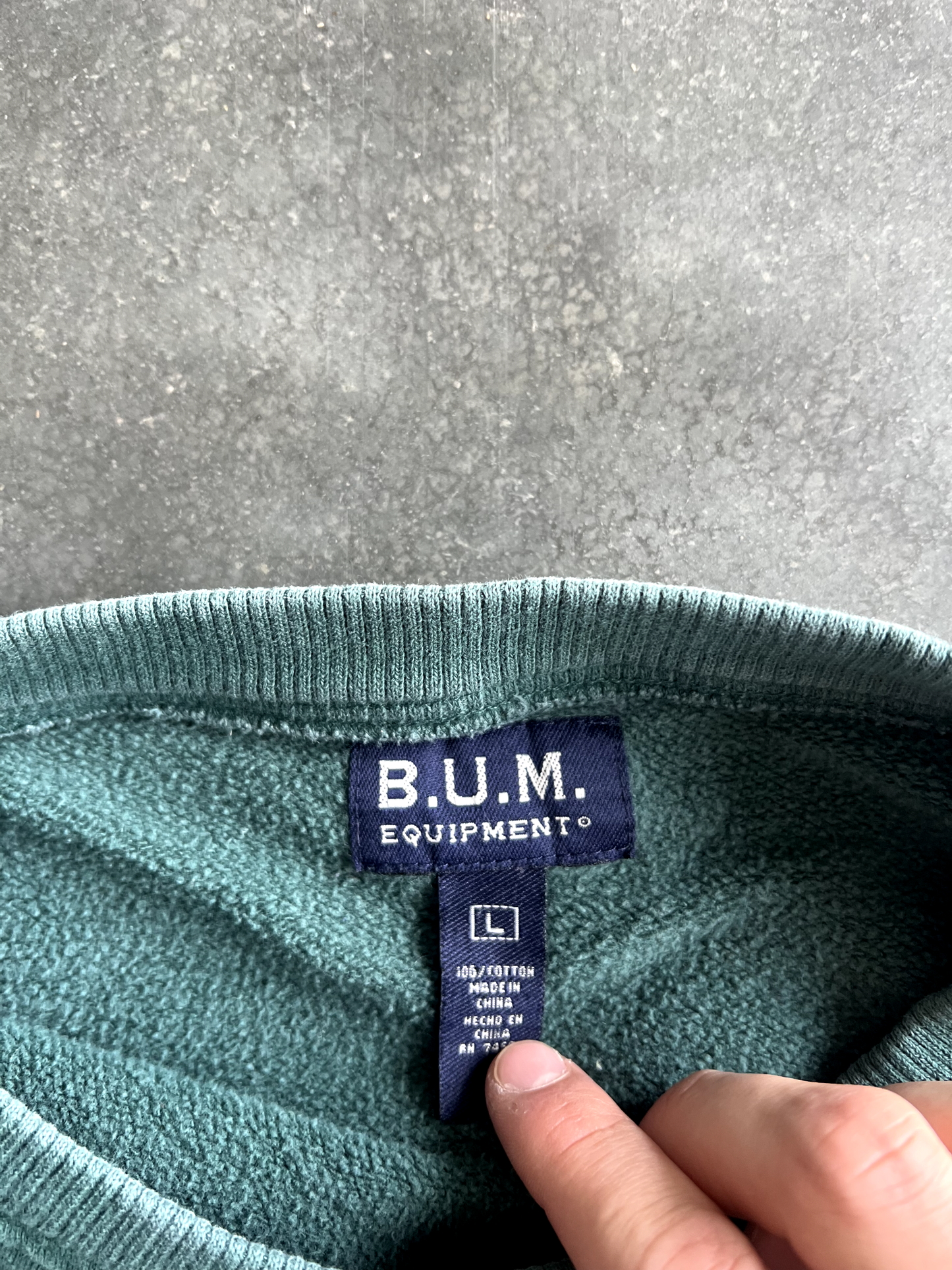 Vintage Green Bum Equipment Spellout Crew - L