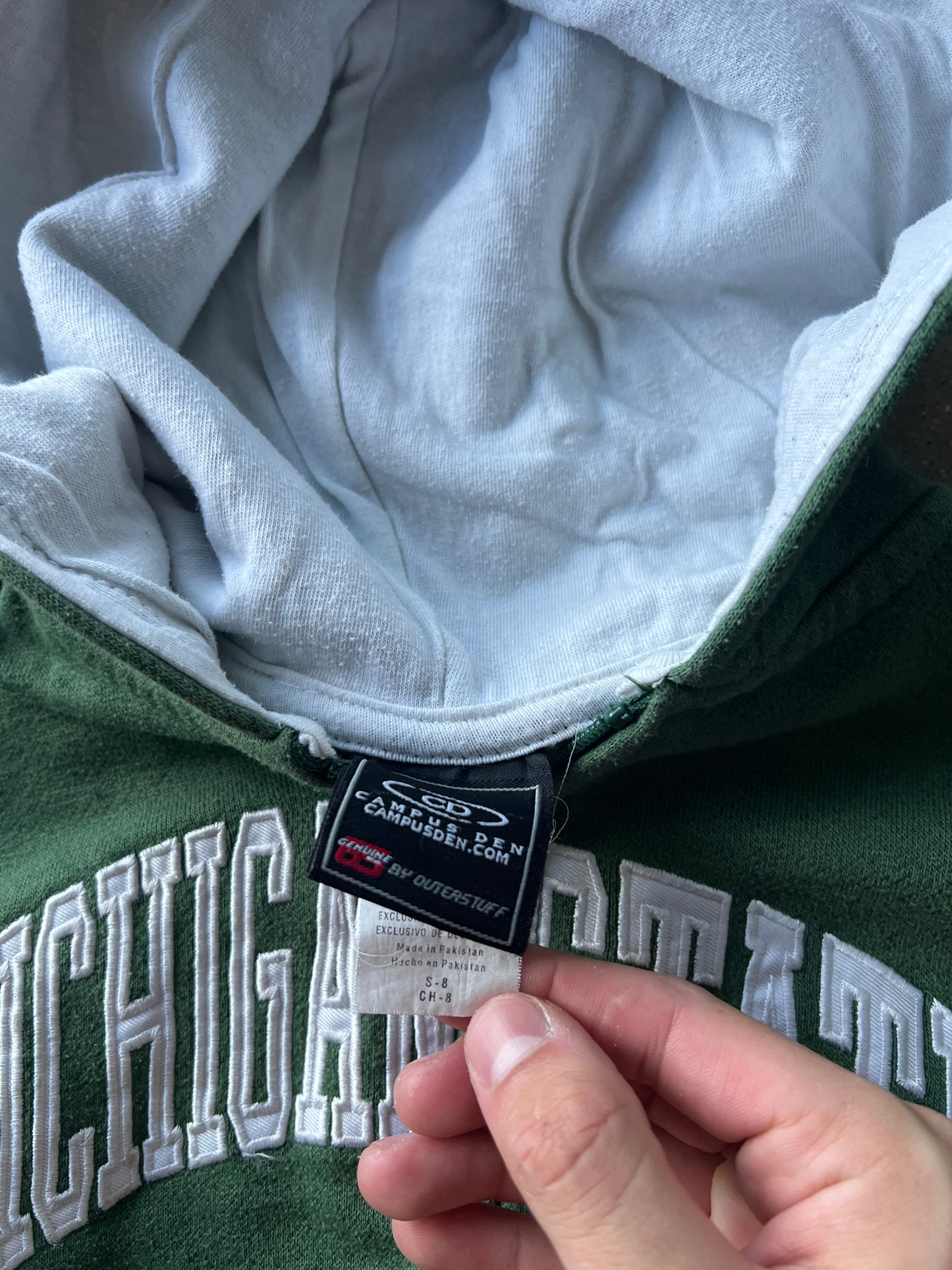 Vintage Green Michigan State Hoodie - YS