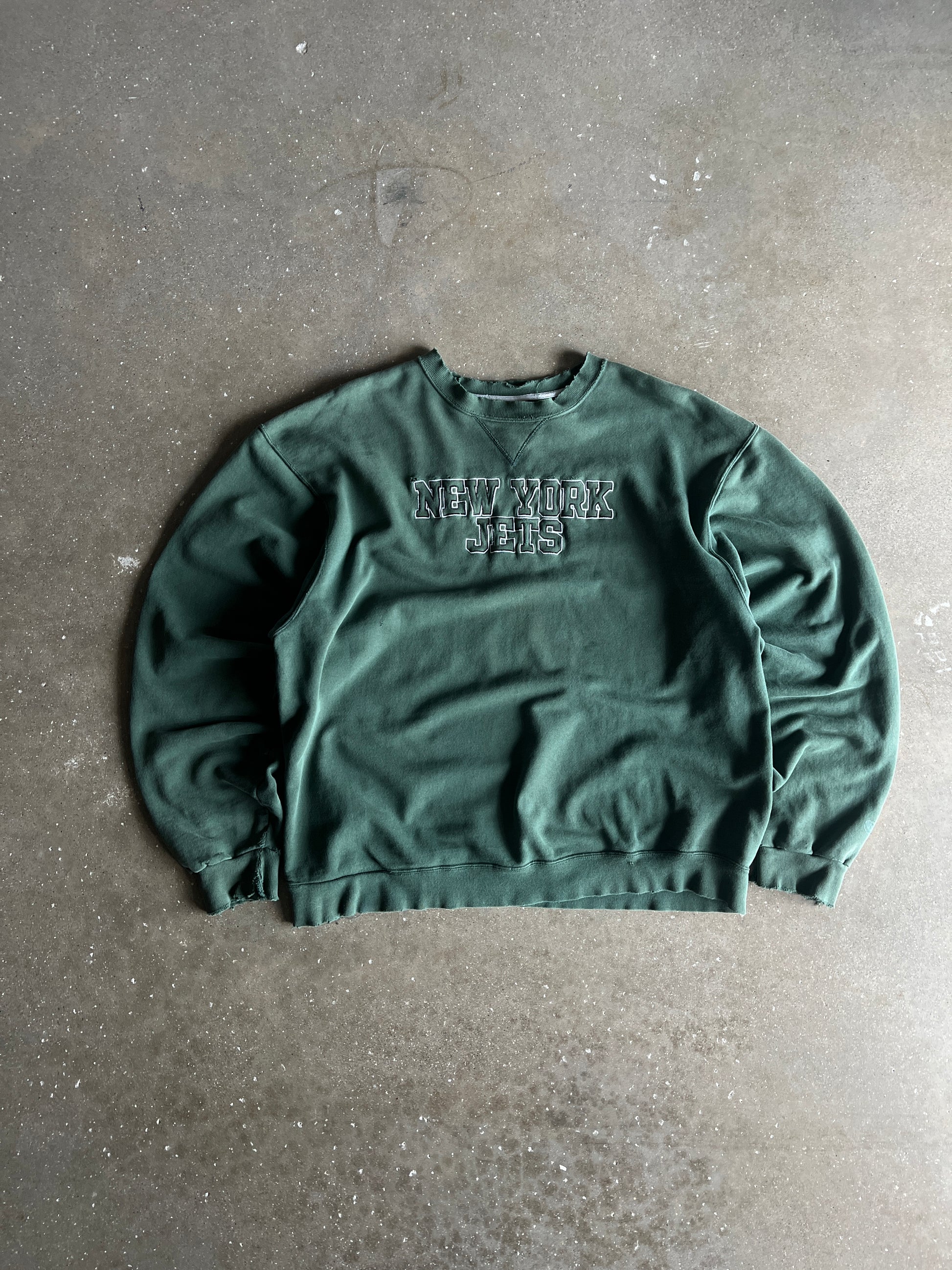Vintage Distressed New York Jets Crew - L