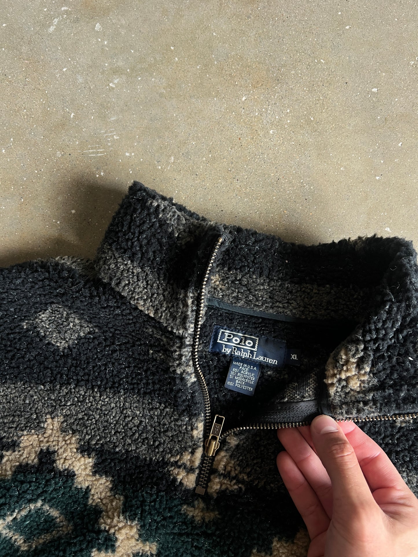 Vintage Polo Native Deep Pile Half Zip Fleece - XL