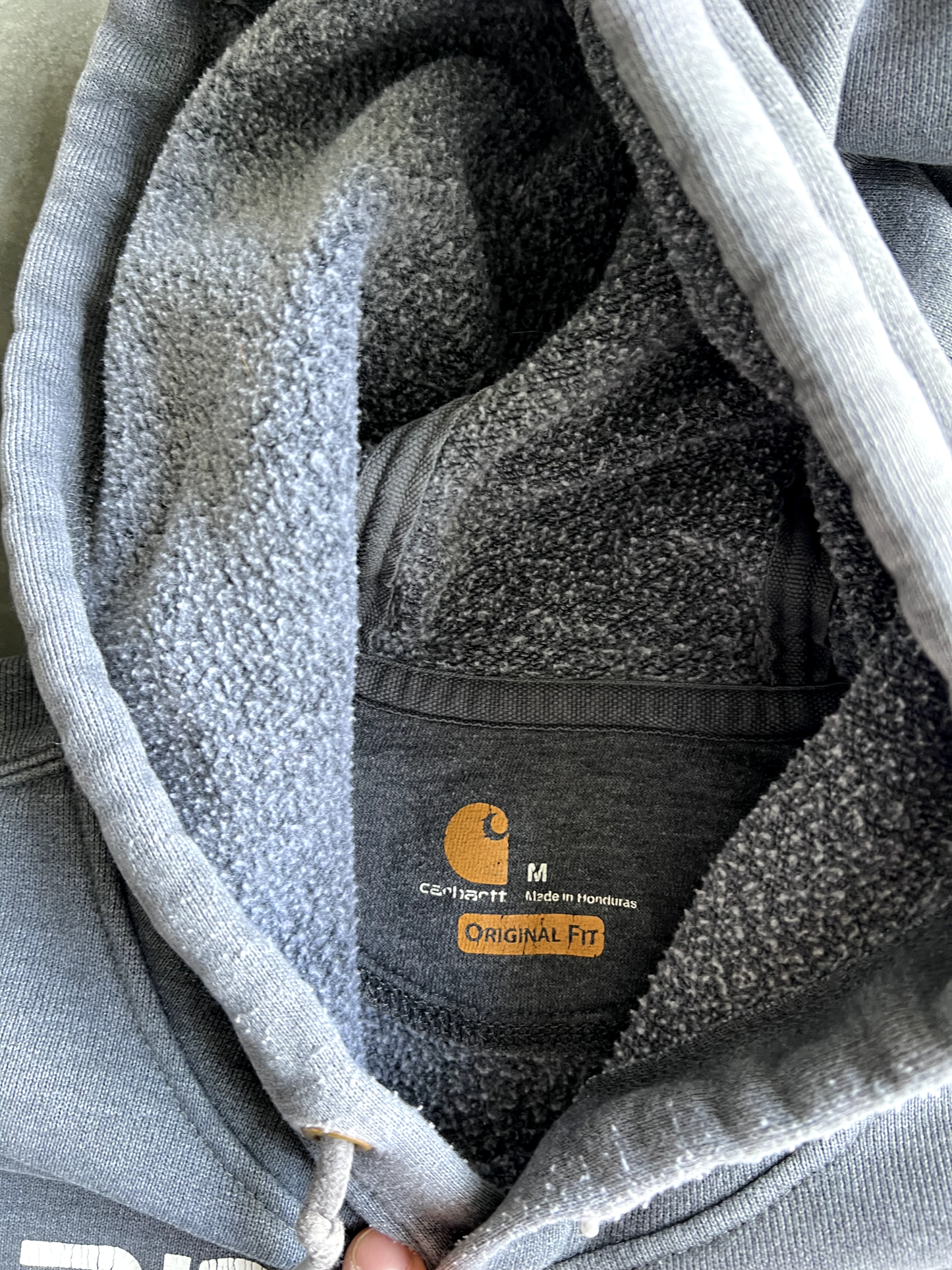 Vintage Grey Carhartt Spellout Hoodie - M