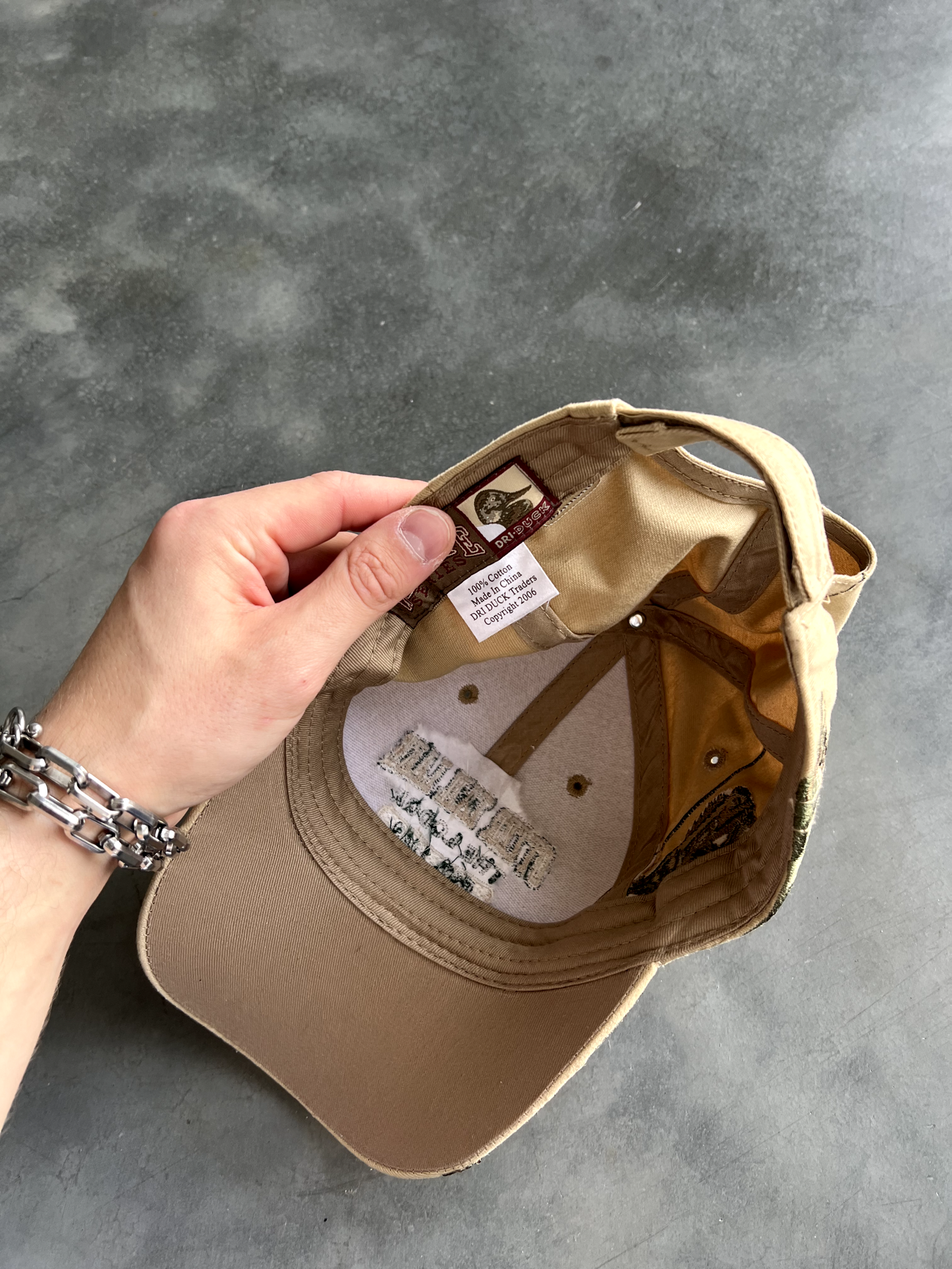 Vintage Cream Velcro Hat - Adjustable