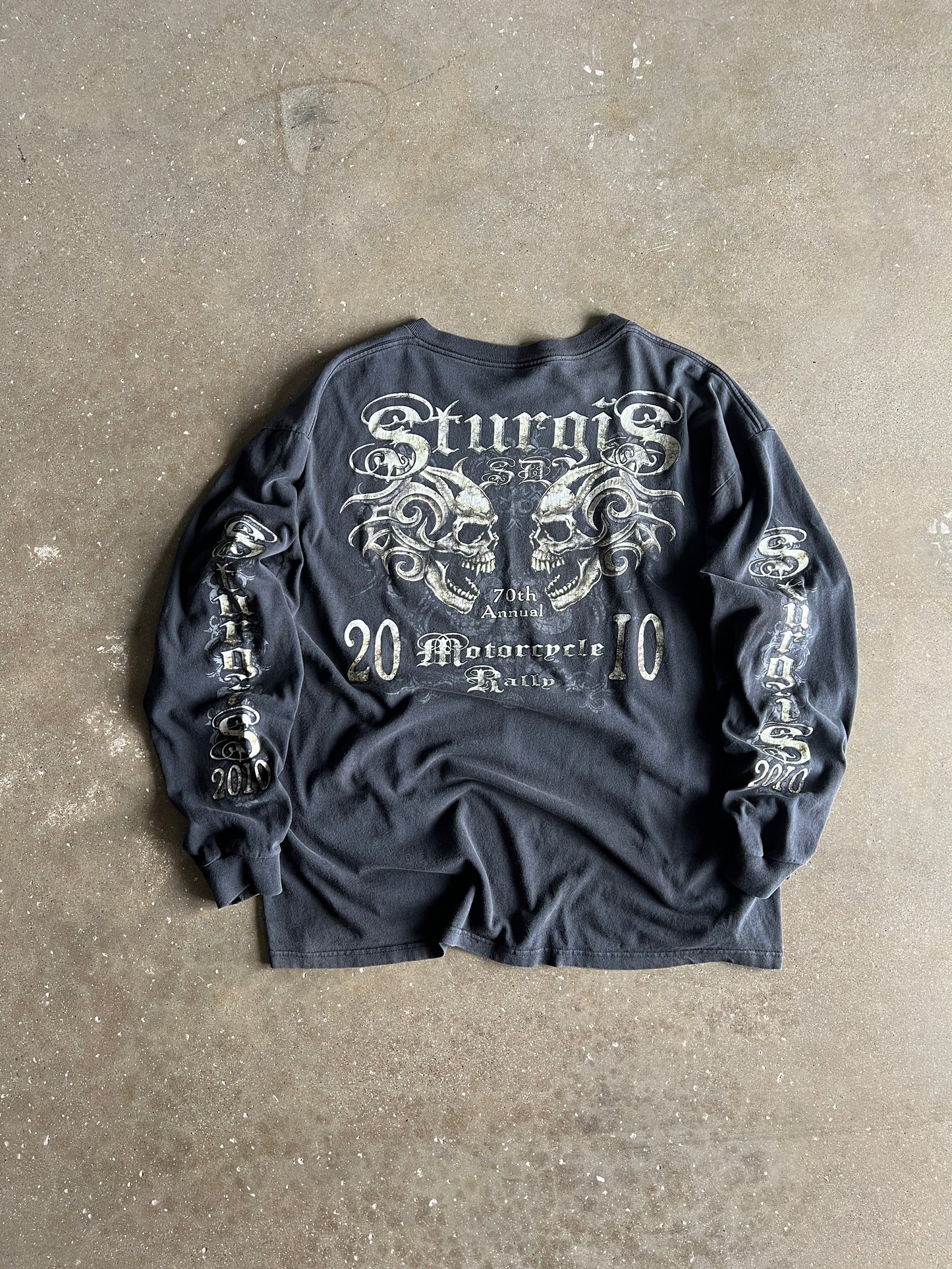 Vintage Faded Black Sturgis Skulls Shirt - XL