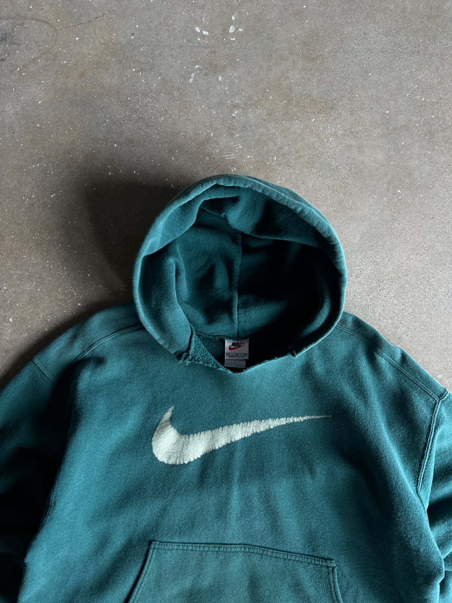 Vintage Forest Green Nike Swoosh Hoodie - M