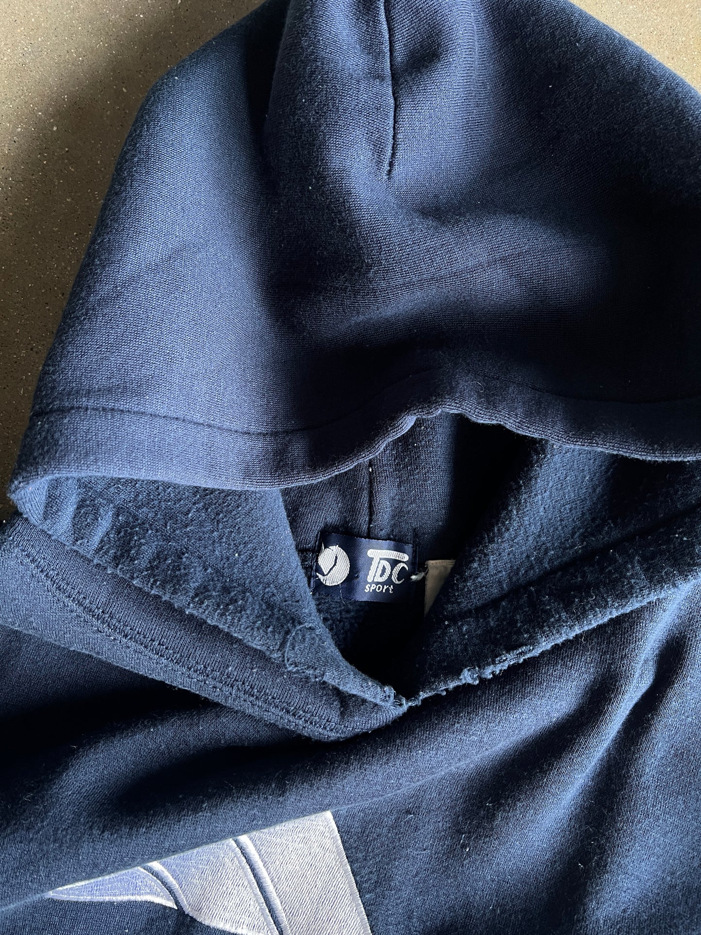 Vintage Navy Blue Adidas Logo Hoodie - L