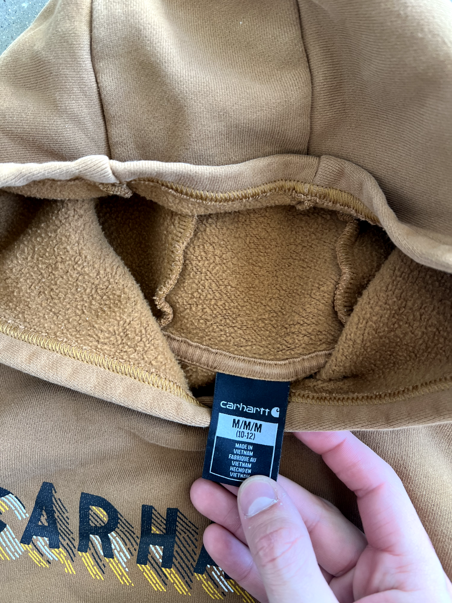 Vintage Tan Carhartt Spellout Hoodie - M