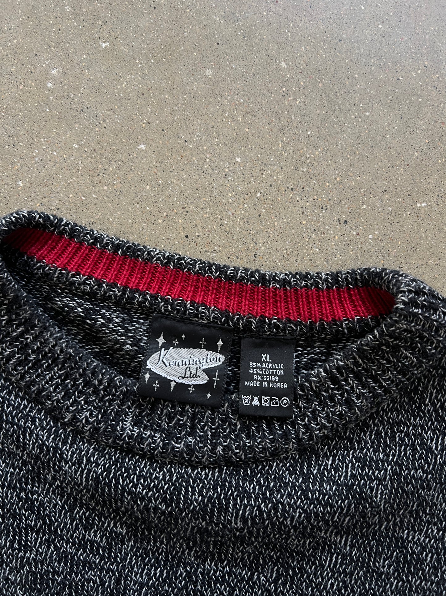 Vintage Grey Red Stripped Sweater - XL