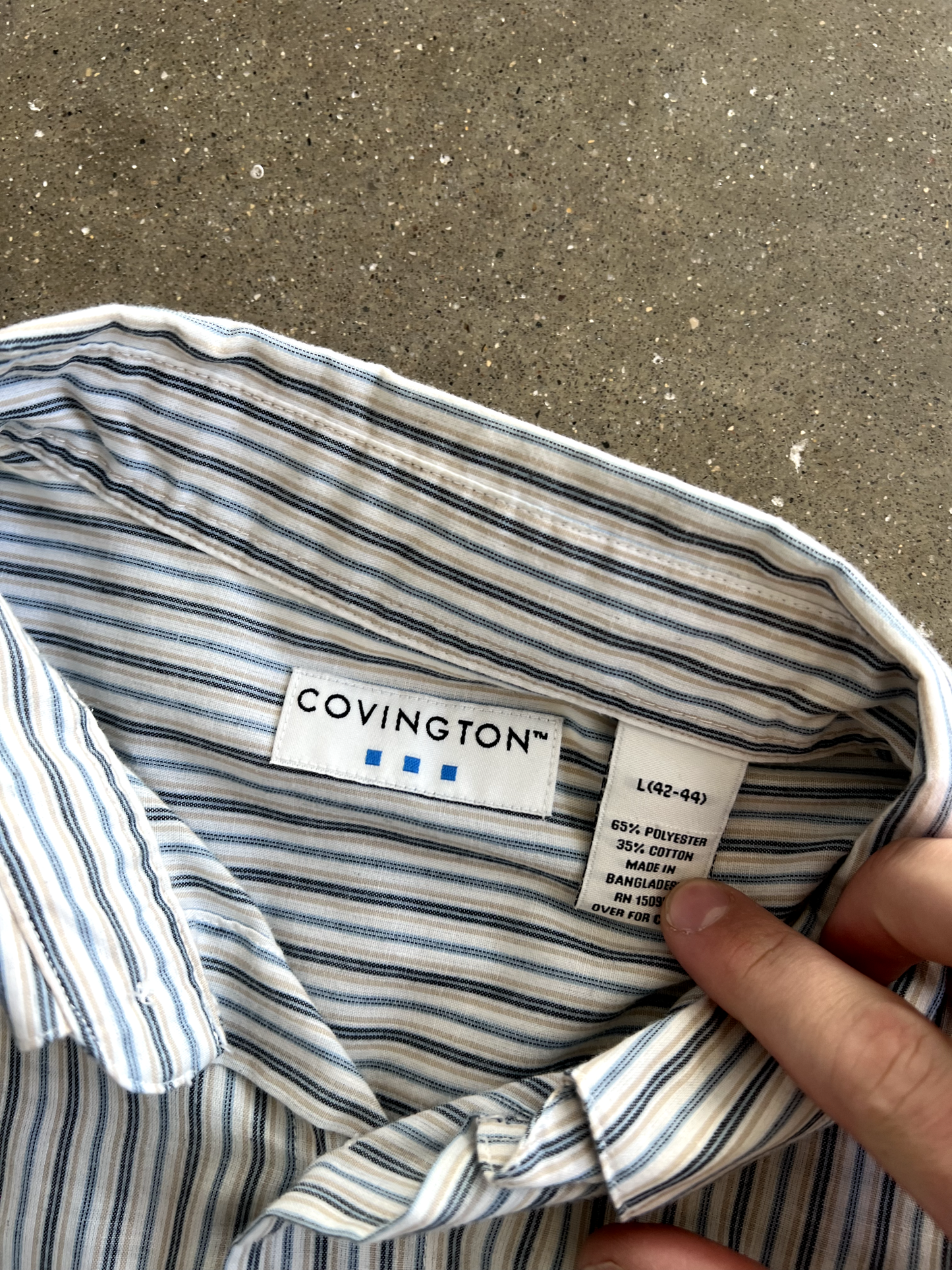 Vintage White Striped Button Up - L