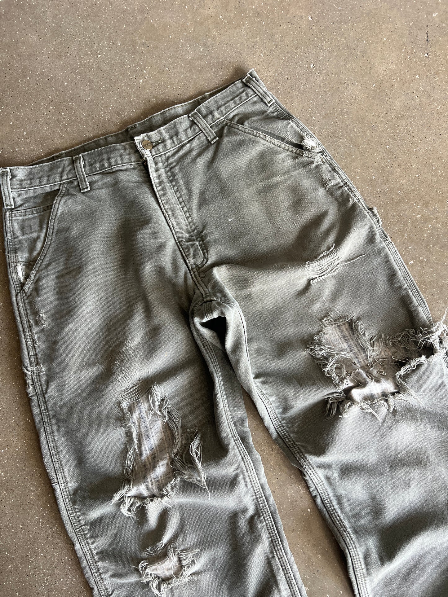 Vintage Faded Distressed Green Carhartt Pants - 34x34