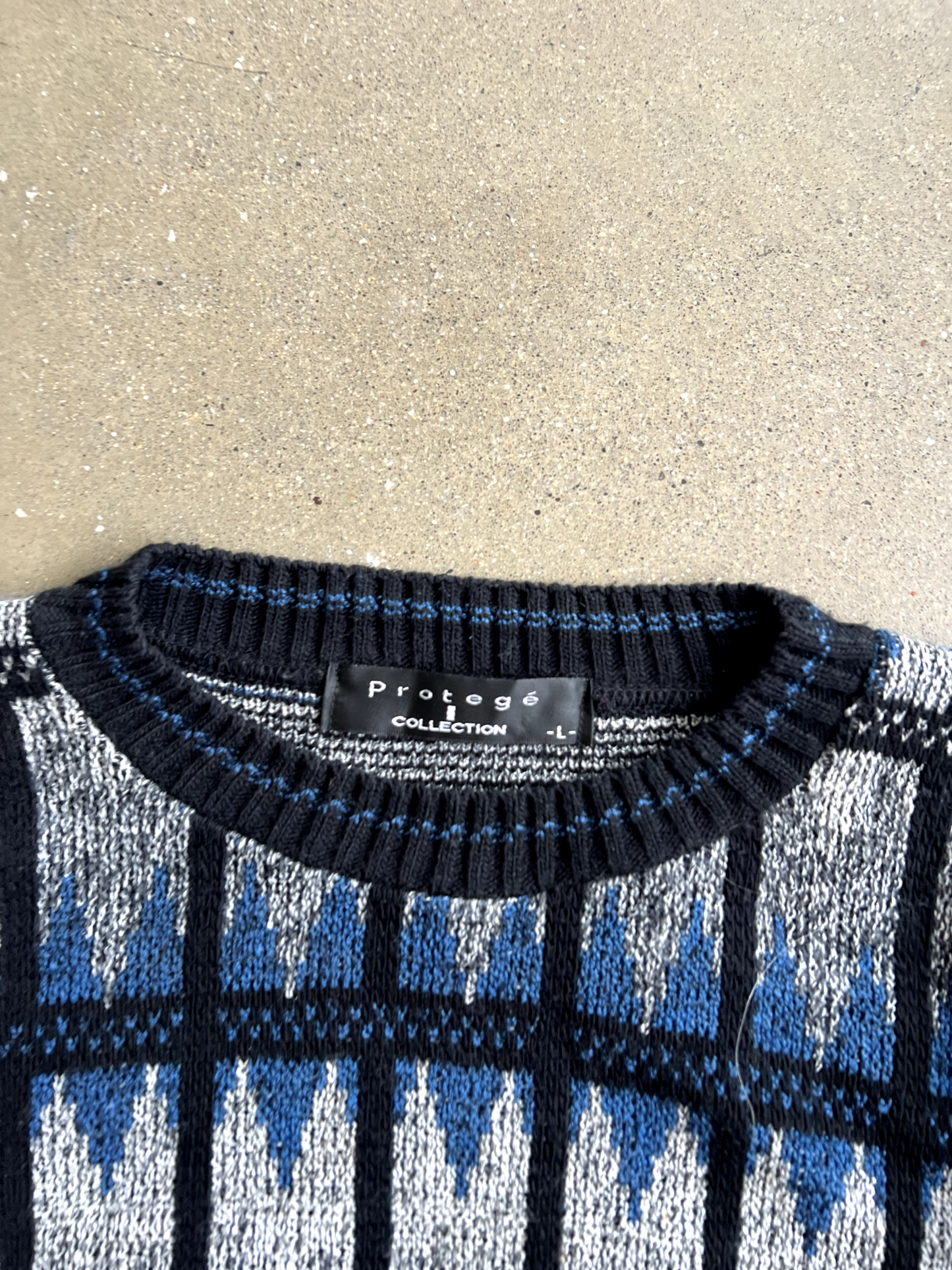 Vintage Blue Striped Sweater - L