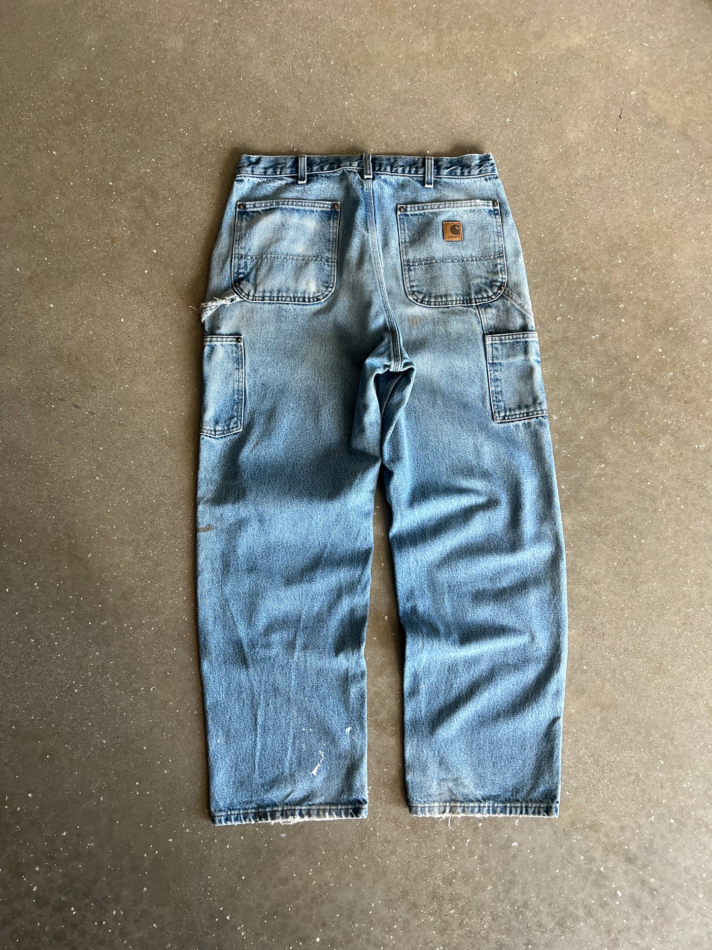 Vintage Faded Blue Carhartt Double Knee Pants - 36x32