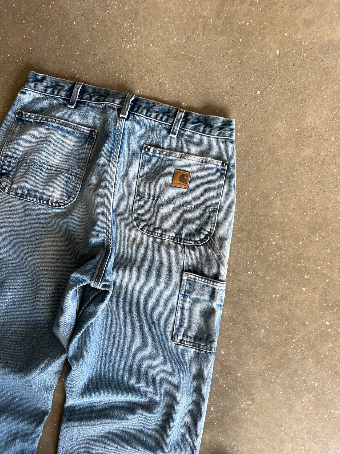 Vintage Faded Blue Carhartt Double Knee Pants - 36x32