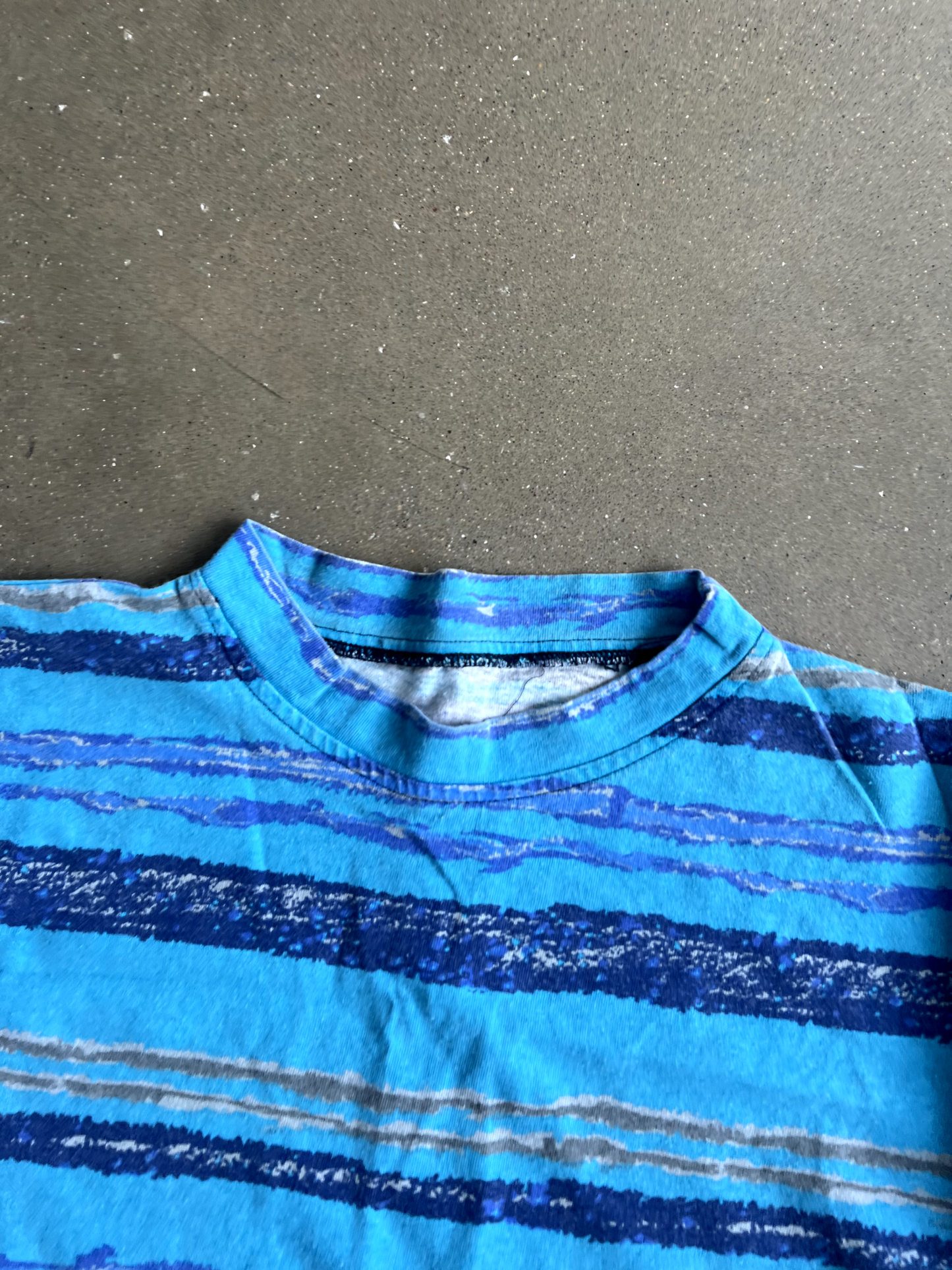 Vintage Blue Striped Tee - L