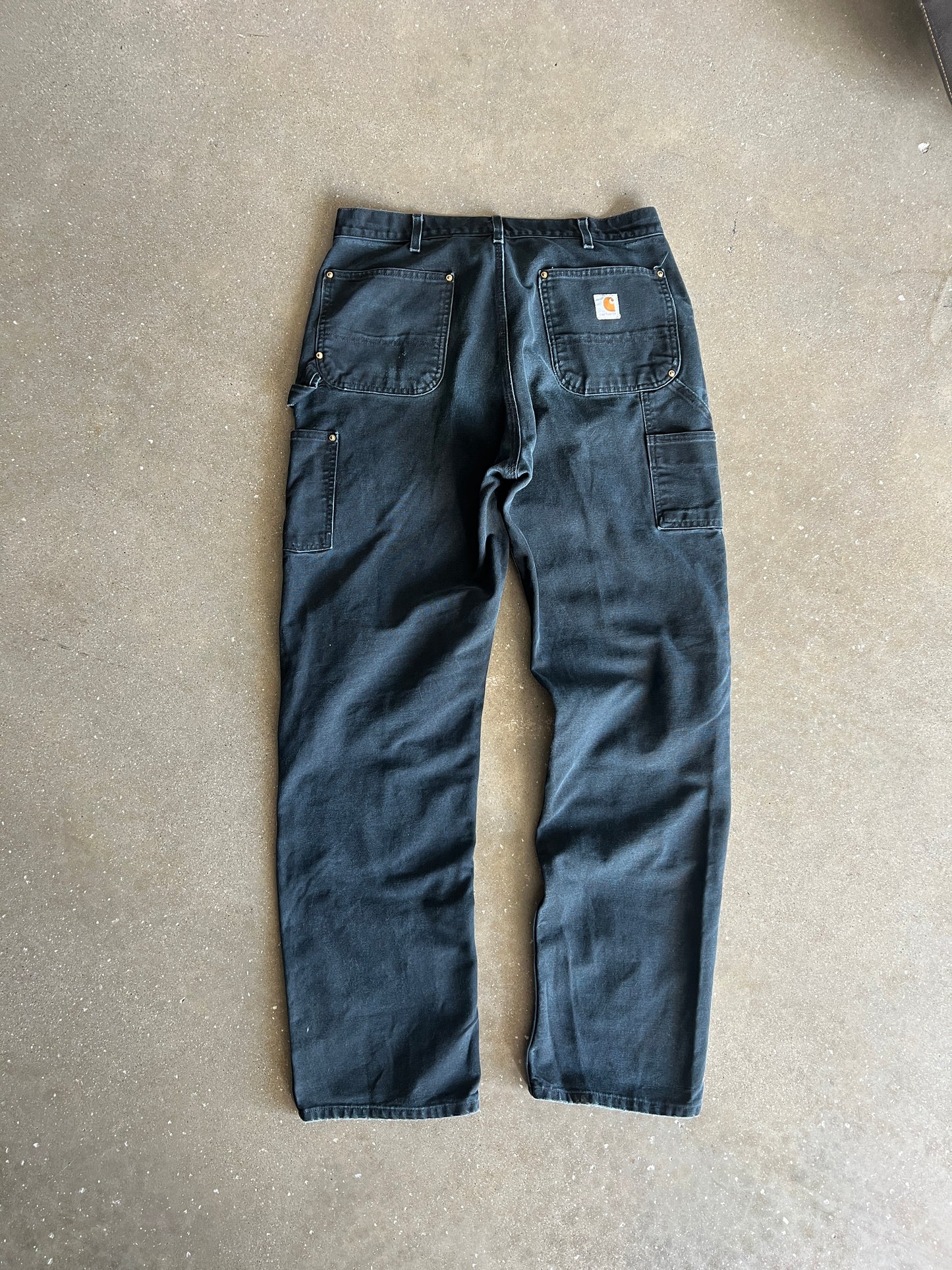 Vintage Faded Black Carhartt Double Knee Pants - 36x34