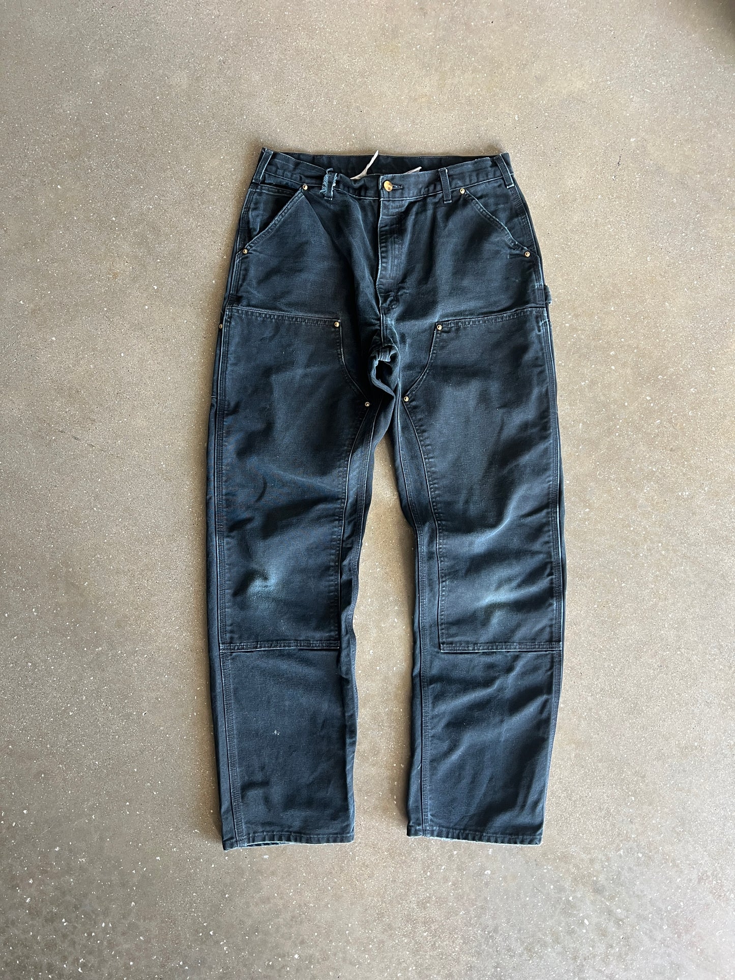 Vintage Faded Black Carhartt Double Knee Pants - 36x34