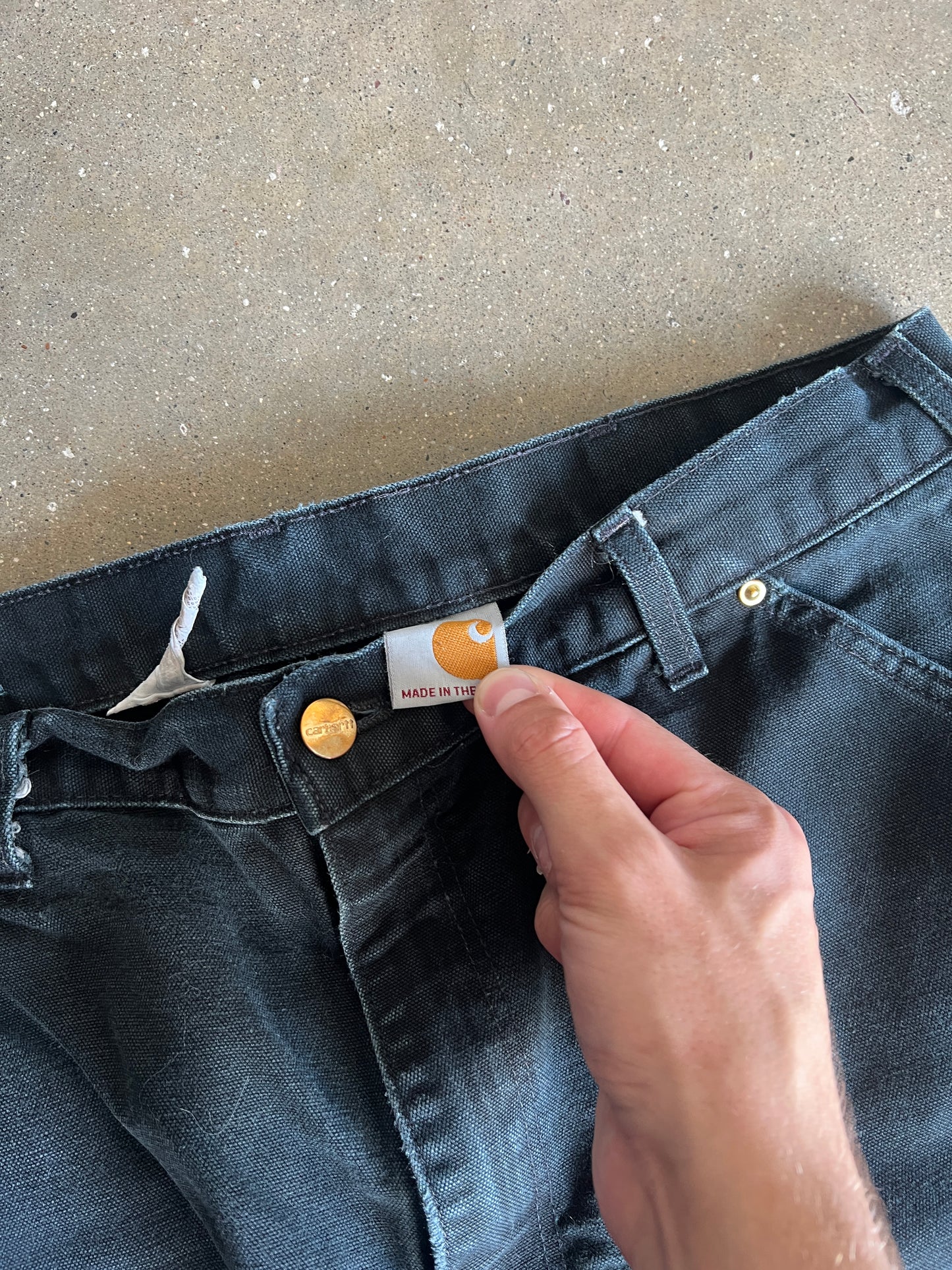 Vintage Faded Black Carhartt Double Knee Pants - 36x34