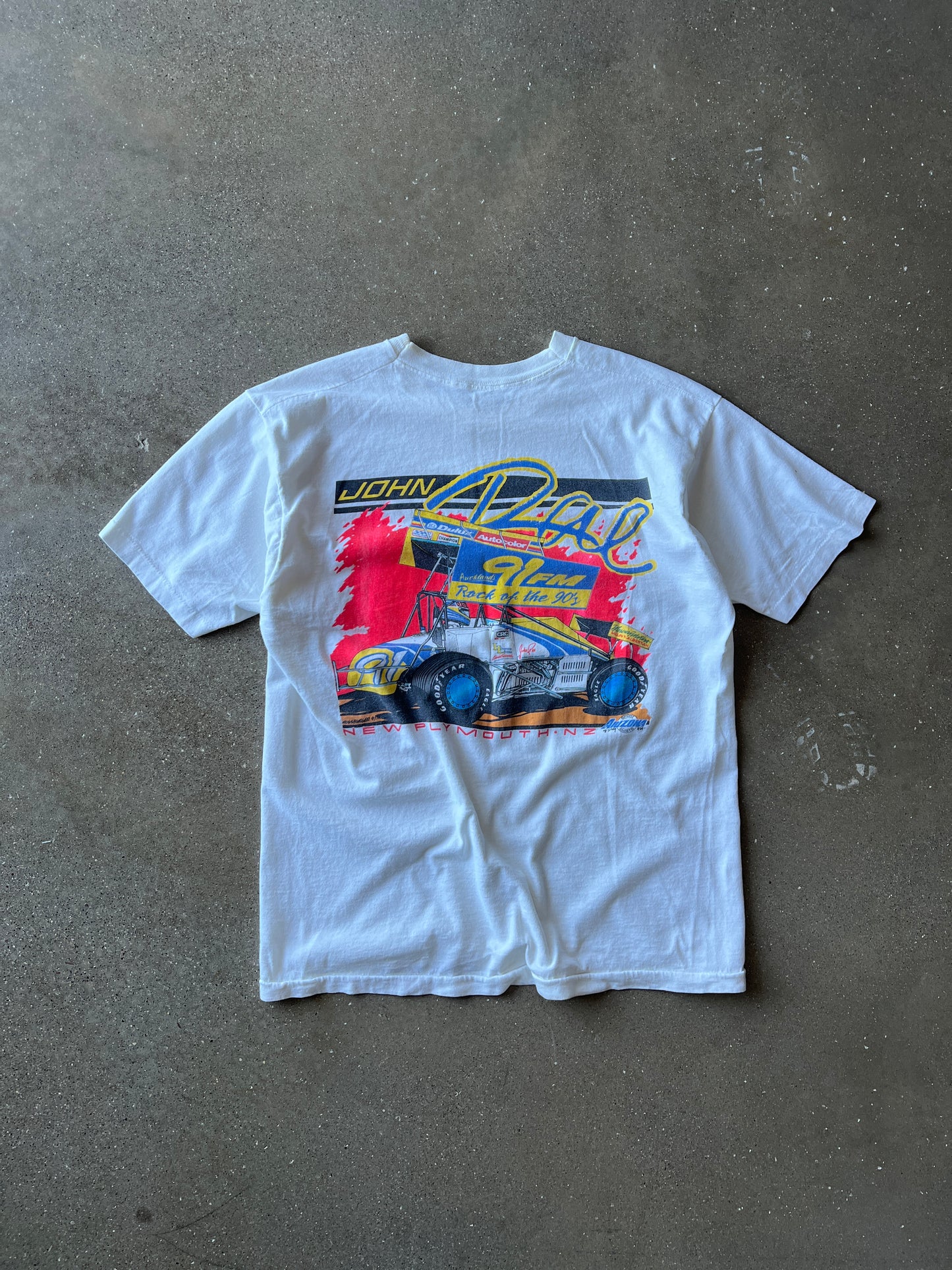 Vintage White and Neon Race T-Shirt