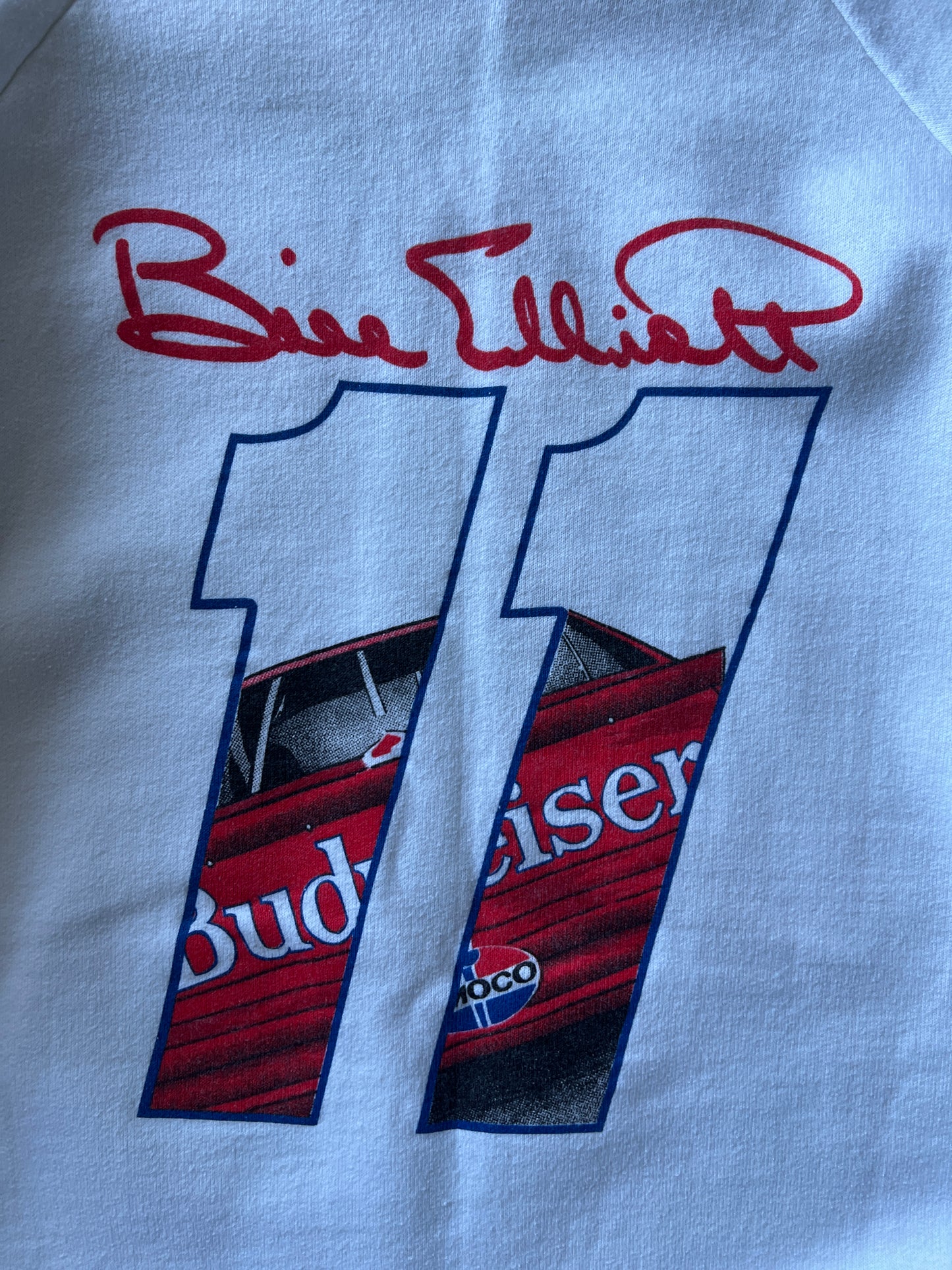 Vintage White and Red Thunderbird Racing Crew Neck Sweater -