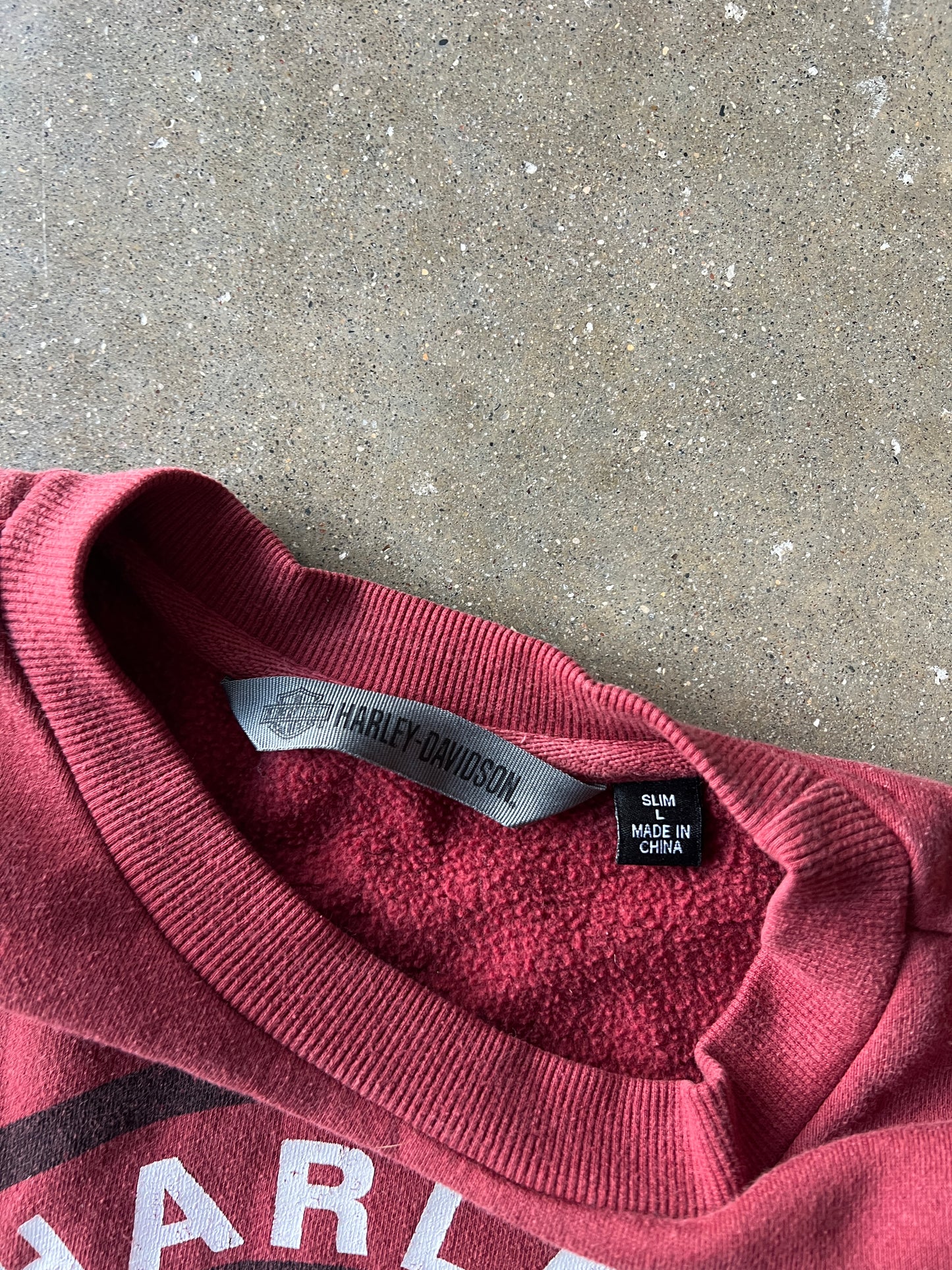 Vintage Cherry Red Harley Davidson Crew - L