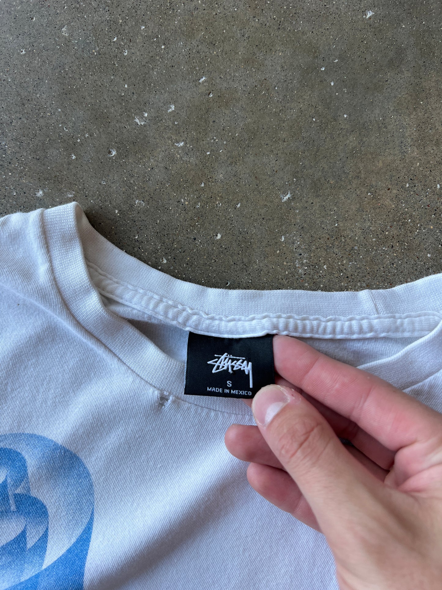 Vintage White Stussy 8-Ball Eye Shirt - S