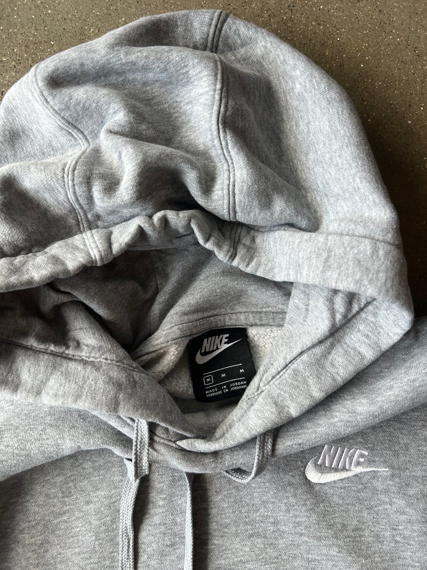 Vintage Grey Nike Swoosh Hoodie - M