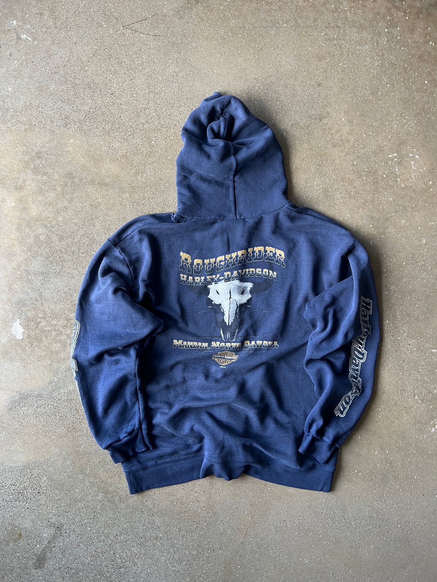 Vintage Navy Blue Harley Davidson Hoodie - L
