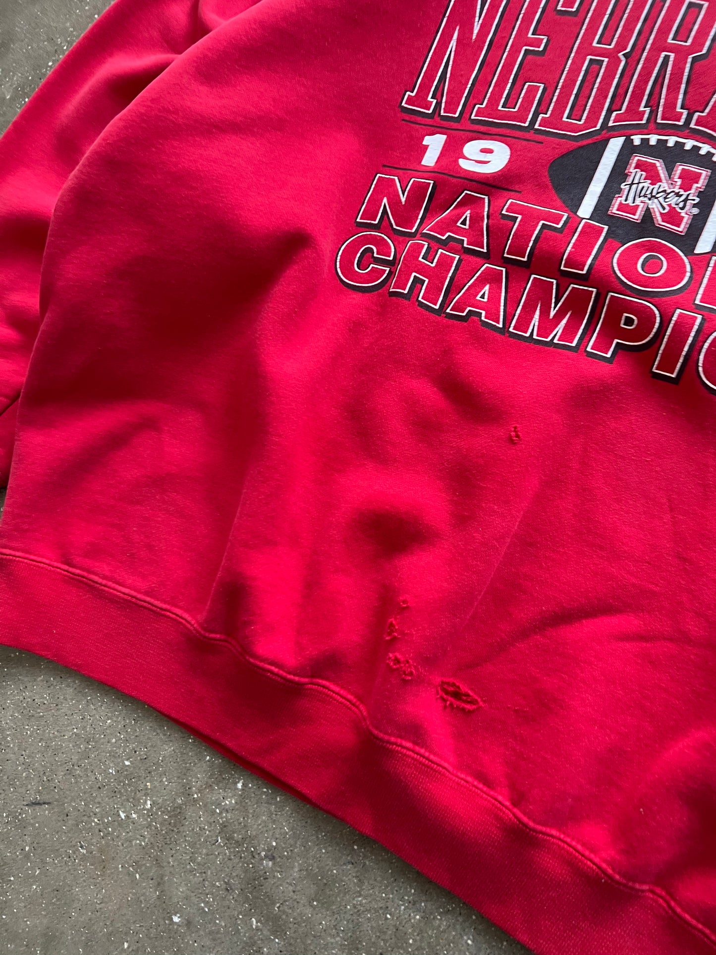 Vintage Red Nebraska Huskers Crew - XL